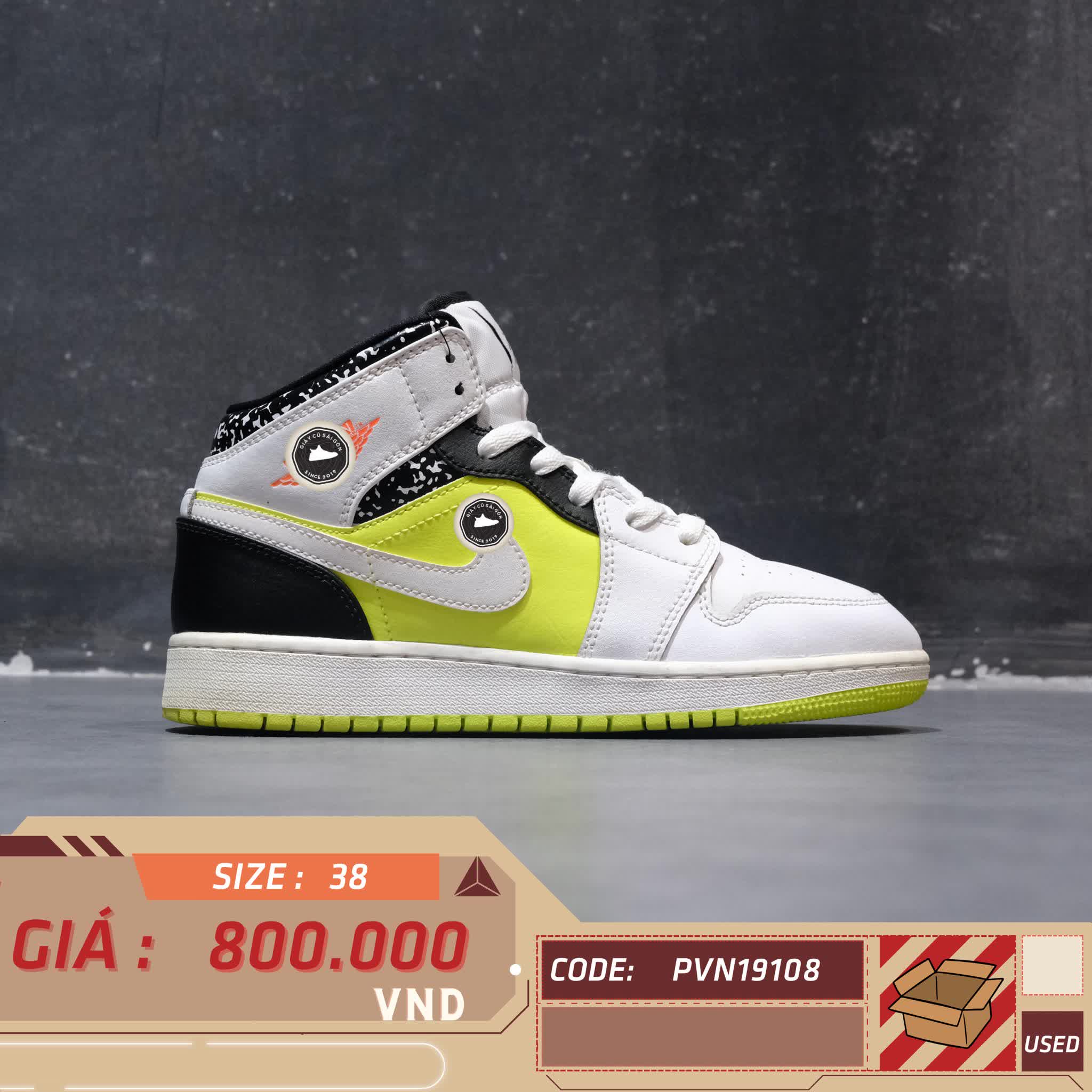 NIKE AIR JORDAN 1 MID ‘COMPOSITION NOTEBOOK’ – 554725-870 SIZE 38 GIÀY 2HAND CHÍNH HÃNG