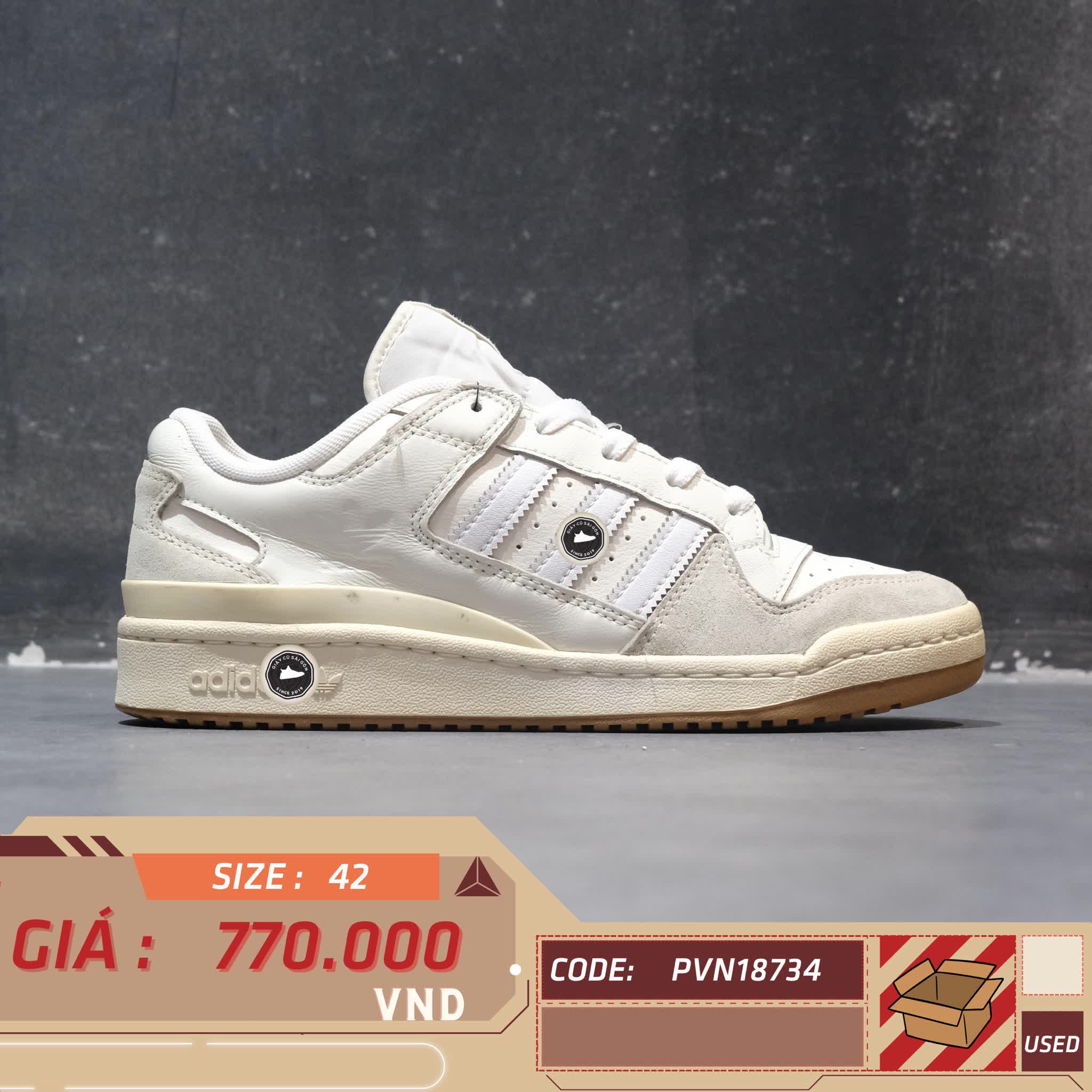 ADIDAS FORUM LOW CLASSIC 'CHALK WHITE GUM' ID6858 SIZE 42 GIÀY 2HAND CHÍNH HÃNG