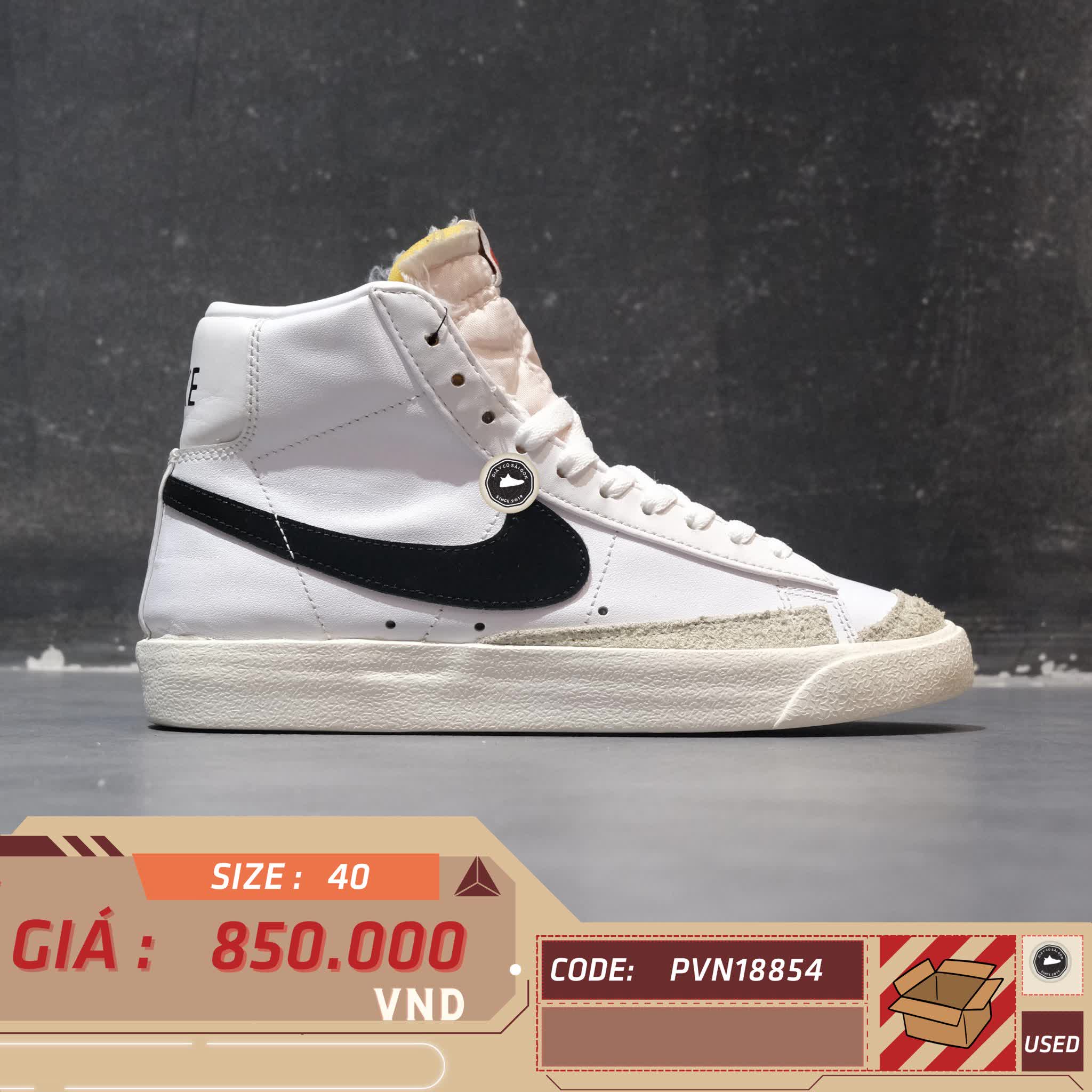 NIKE BLAZER MID '77 VINTAGE WHITE BLACK BQ6806-100 SIZE 40 – GIÀY 2HAND
