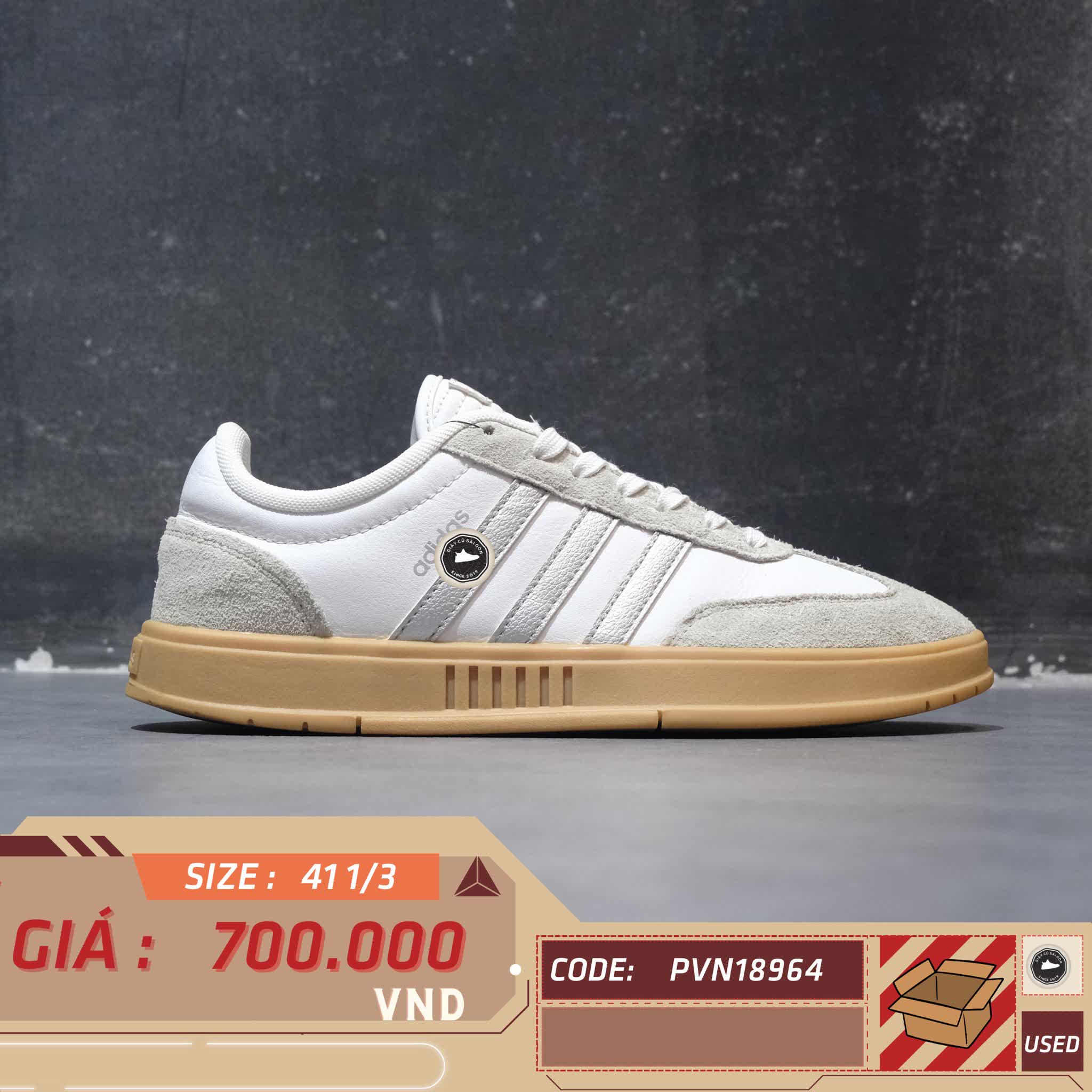 ADIDAS NEO GRADAS WHITE BEIGE GUM ID6127 SIZE 41 1/3 GIÀY 2HAND CHÍNH HÃNG