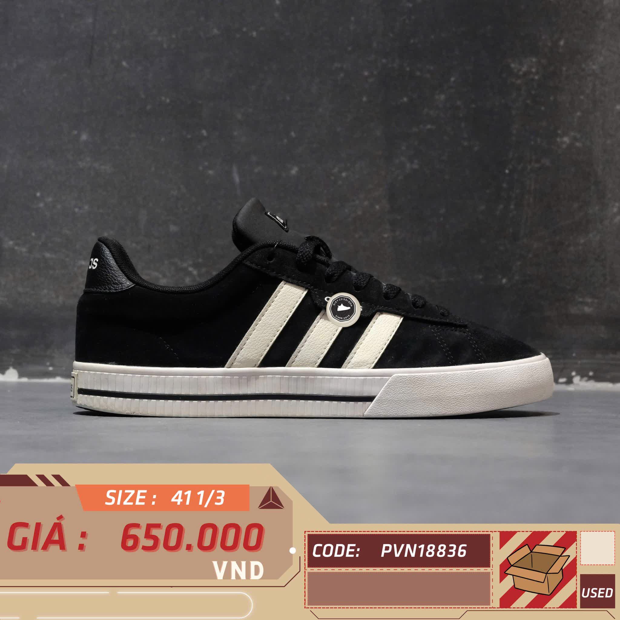 ADIDAS DAILY 3.0 ‘BLACK/WHITE’ FW7439 SIZE 41 1/3 GIÀY 2HAND CHÍNH HÃNG