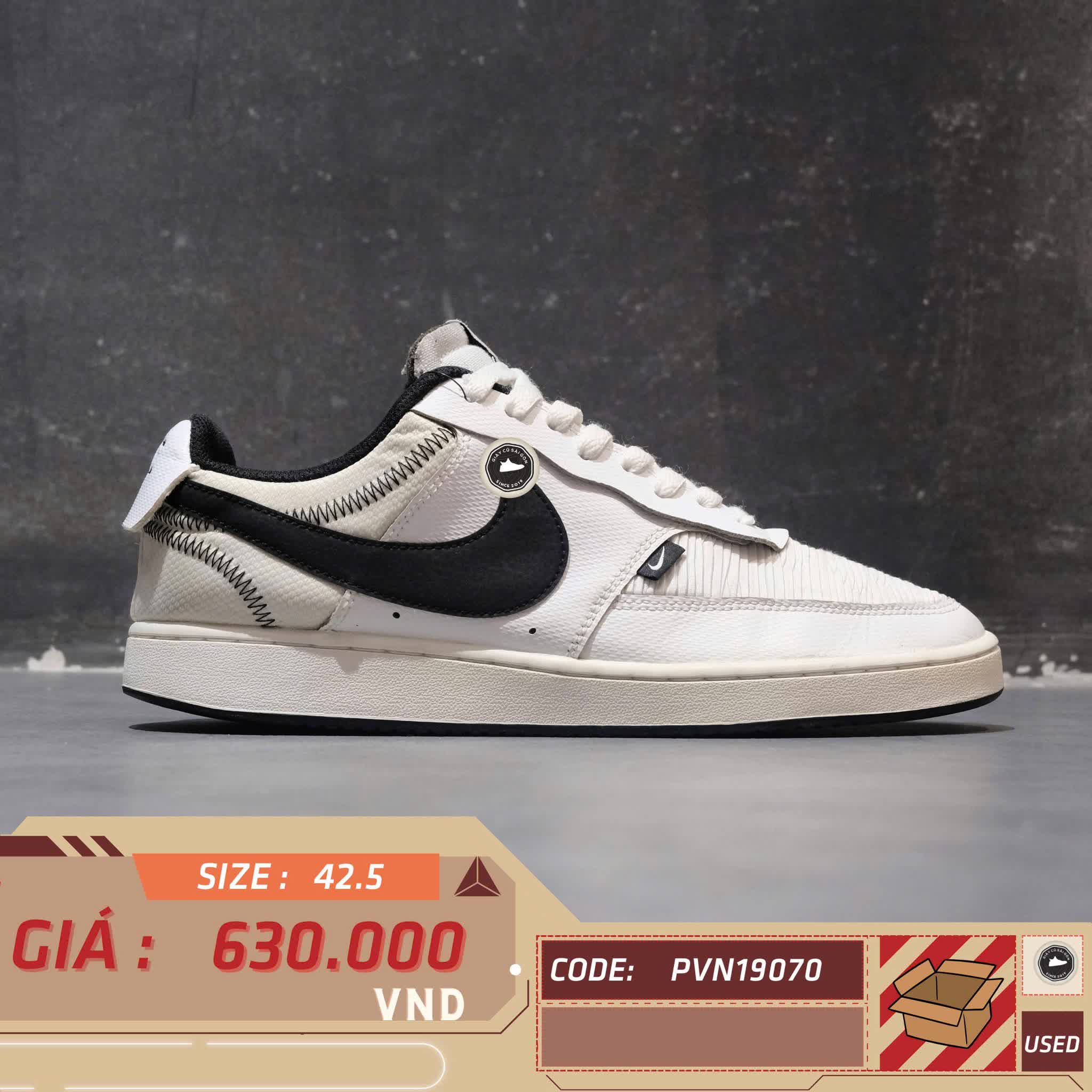 NIKE COURT VISION LOW PREMIUM 'WHITE/BLACK' CD5464-101 SIZE 42.5 – GIÀY 2HAND CHÍNH HÃNG