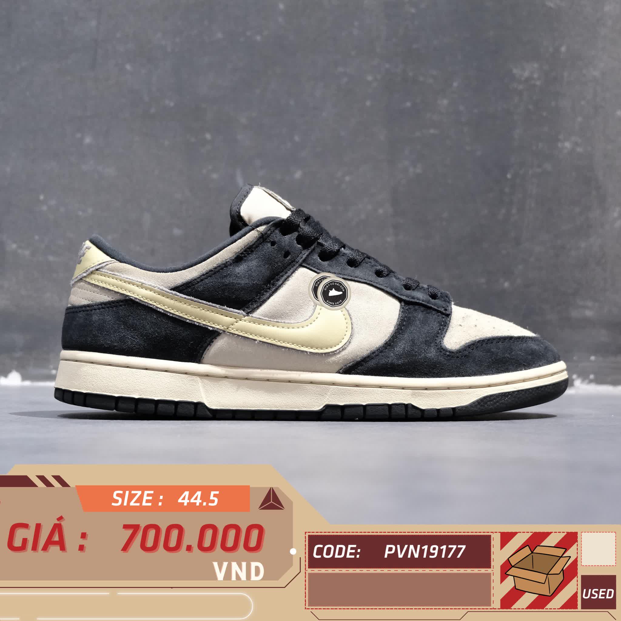 NIKE DUNK LOW LX ‘BLACK SUEDE TEAM GOLD’ DV3054 001 SIZE 44.5 GIÀY 2HAND