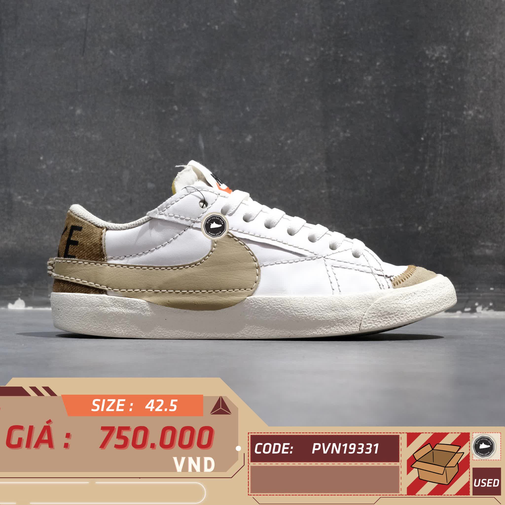 NIKE BLAZER LOW ’77 JUMBO WHITE KHAKI – DZ2772‑121 SIZE 42.5 – GIÀY 2HAND CHÍNH HÃNG