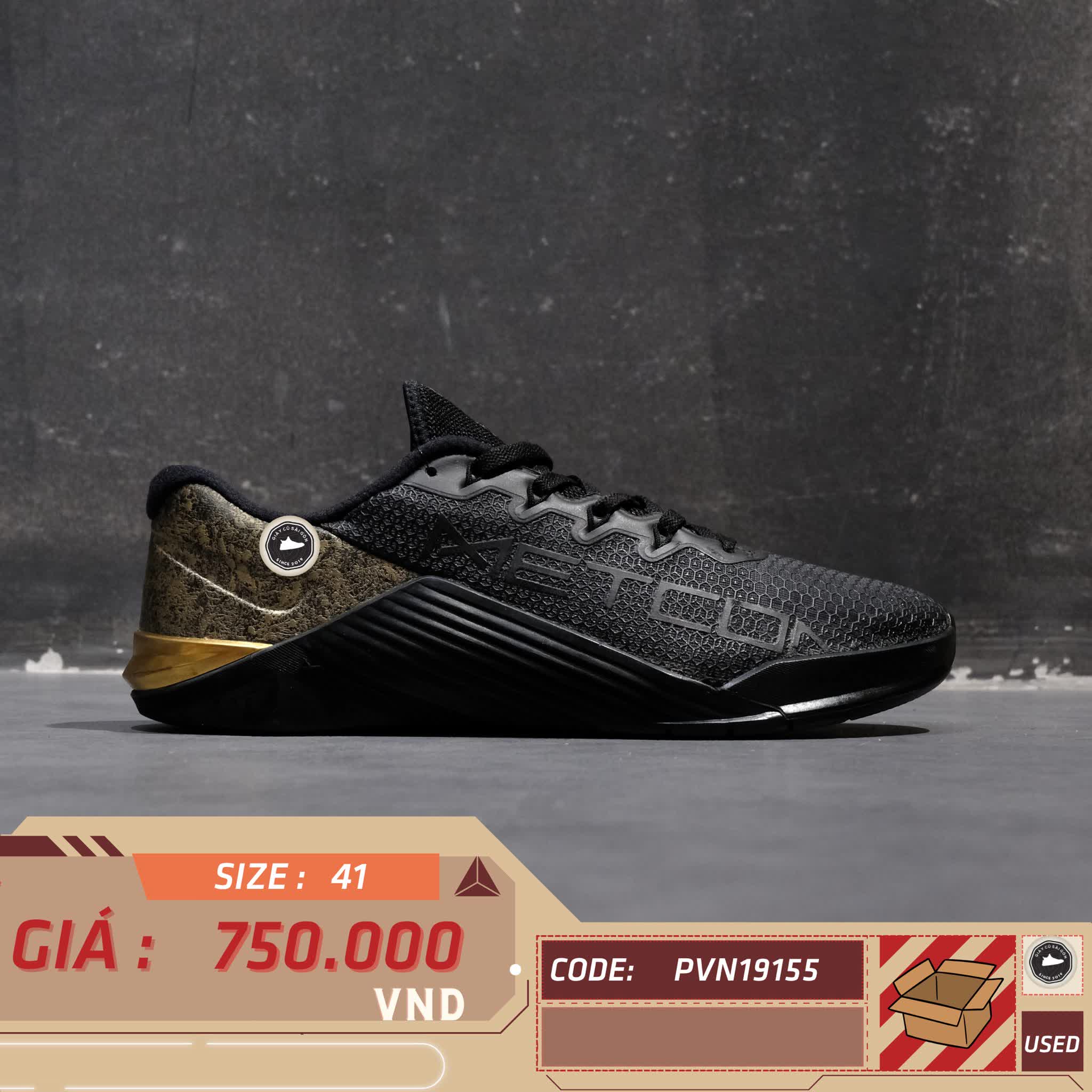 NIKE METCON 5 BLACK GOLD – AT3144‑070 SIZE 41 – GIÀY 2HAND CHÍNH HÃNG