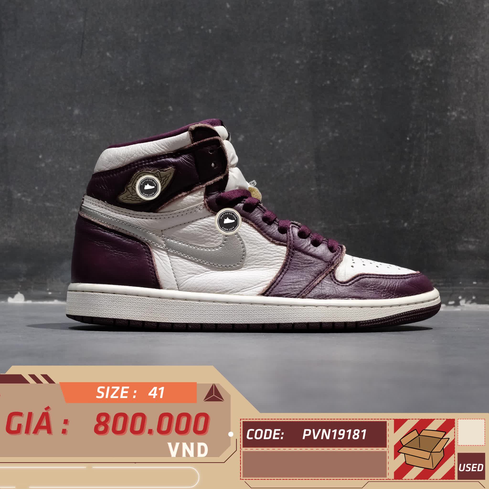 AIR JORDAN 1 RETRO HIGH OG BORDEAUX – 555088 611 SIZE 41 – GIÀY 2HAND CHÍNH HÃNG
