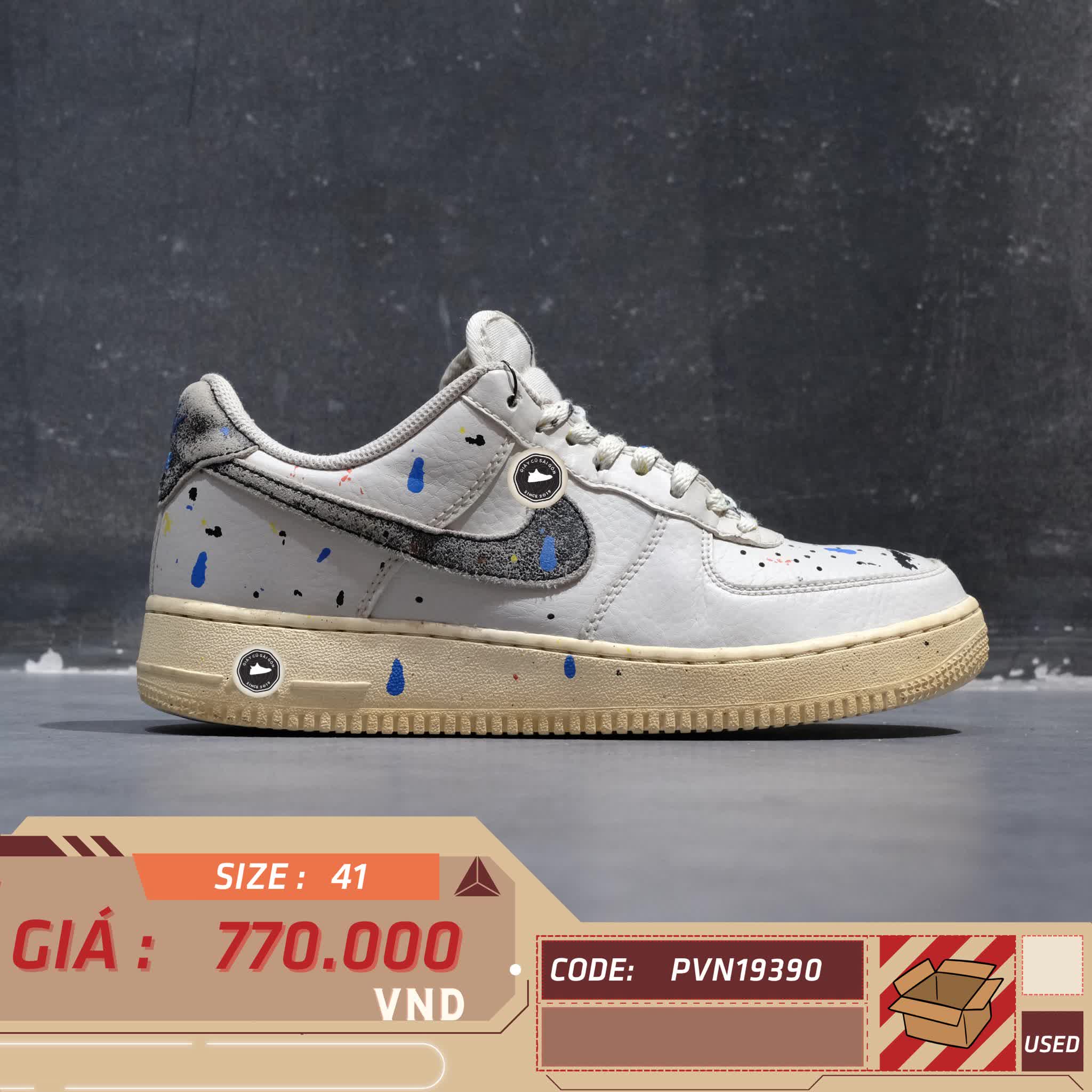 NIKE AIR FORCE 1 LOW PAINT SPLATTER CZ0339 001 GIÀY 2HAND CHÍNH HÃNG [PVN19390]