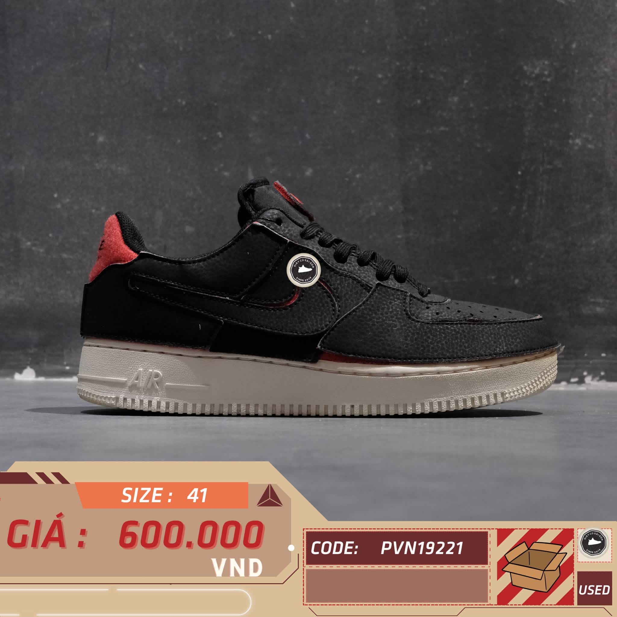 NIKE AIR FORCE 1/1 LOW BLACK CHILE RED – DD2429 001 SIZE 41 – GIÀY 2HAND CHÍNH HÃNG