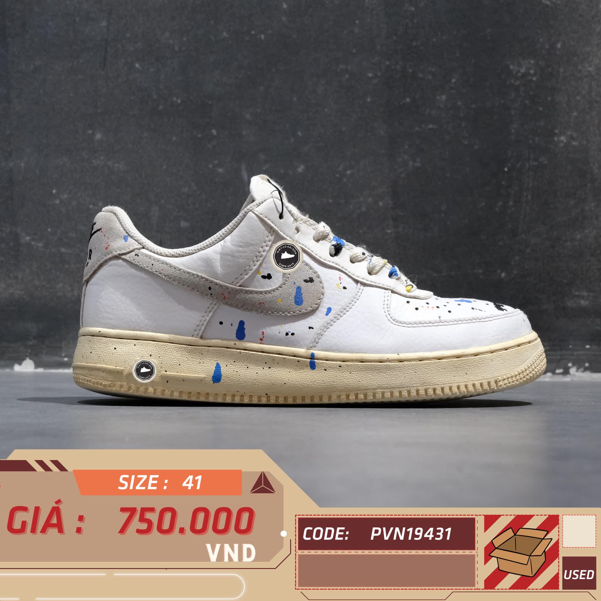 NIKE AIR FORCE 1 ‘07 LV8 PAINT SPLATTER – CZ0339‑100 – GIÀY 2HAND CHÍNH HÃNG [PVN19431]