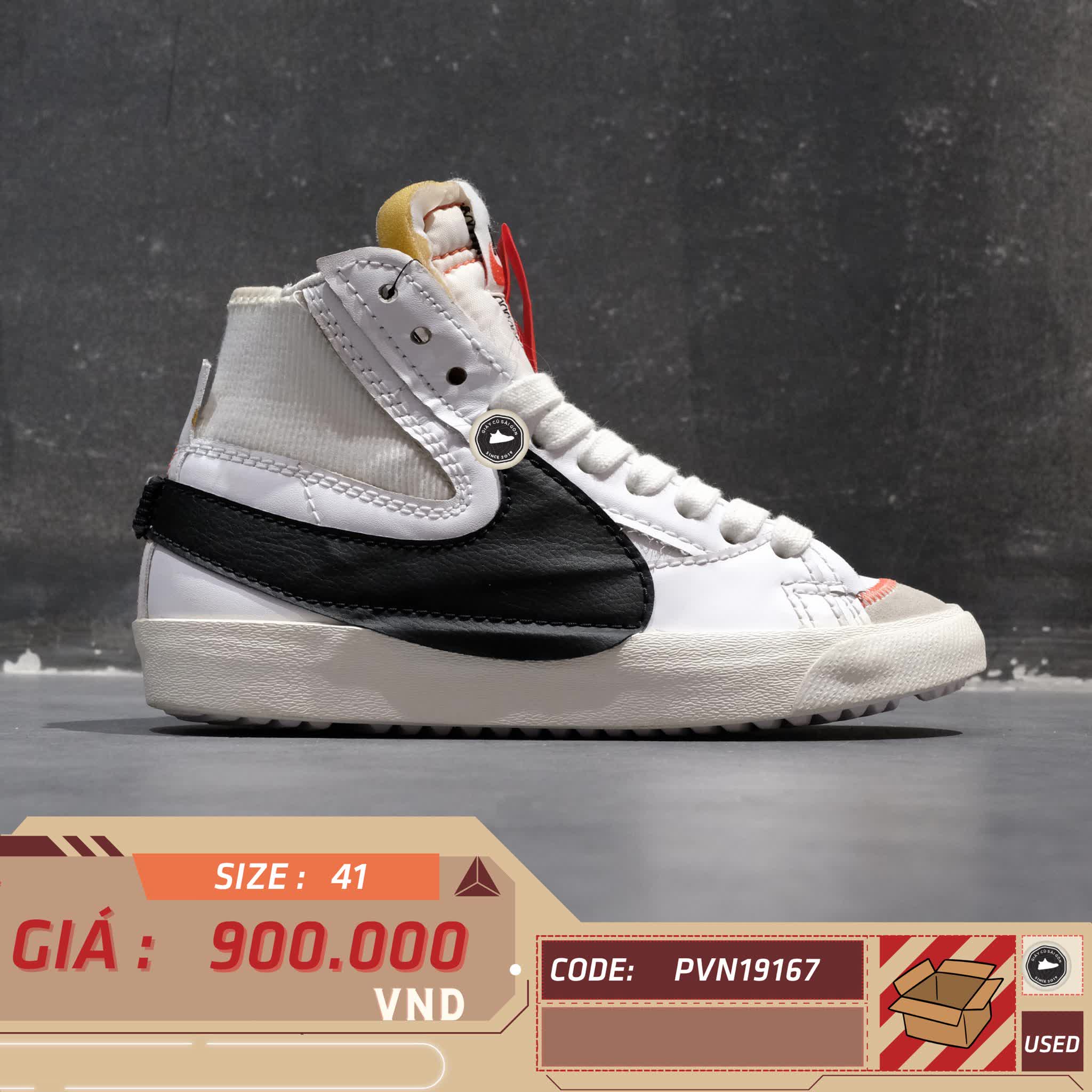 NIKE BLAZER MID ’77 JUMBO WHITE BLACK SAIL – DQ1471 100 – GIÀY 2HAND CHÍNH HÃNG [PVN19167]