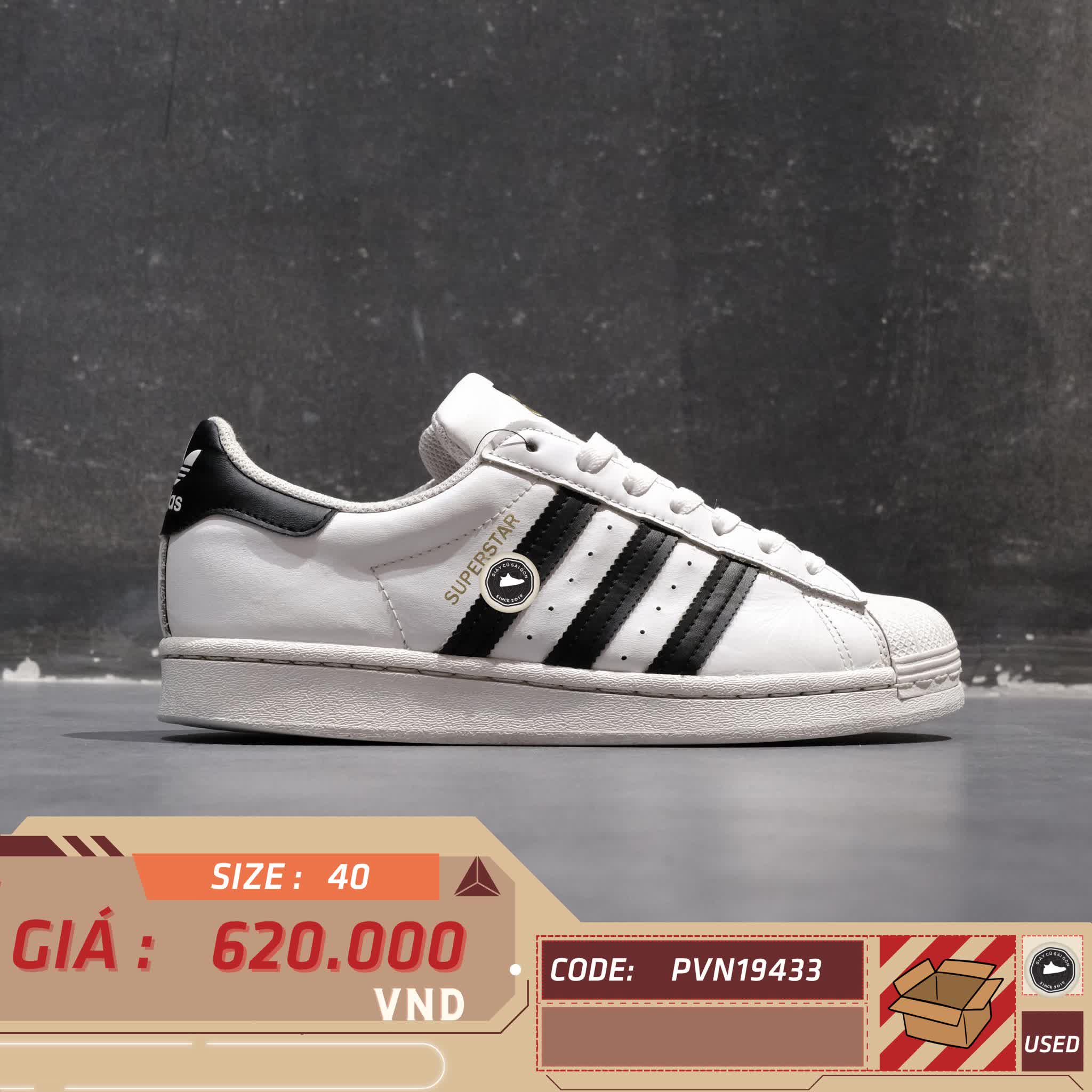 ADIDAS SUPERSTAR CLOUD WHITE/CORE BLACK – EG4958 SIZE 40 – GIÀY 2HAND CHÍNH HÃNG