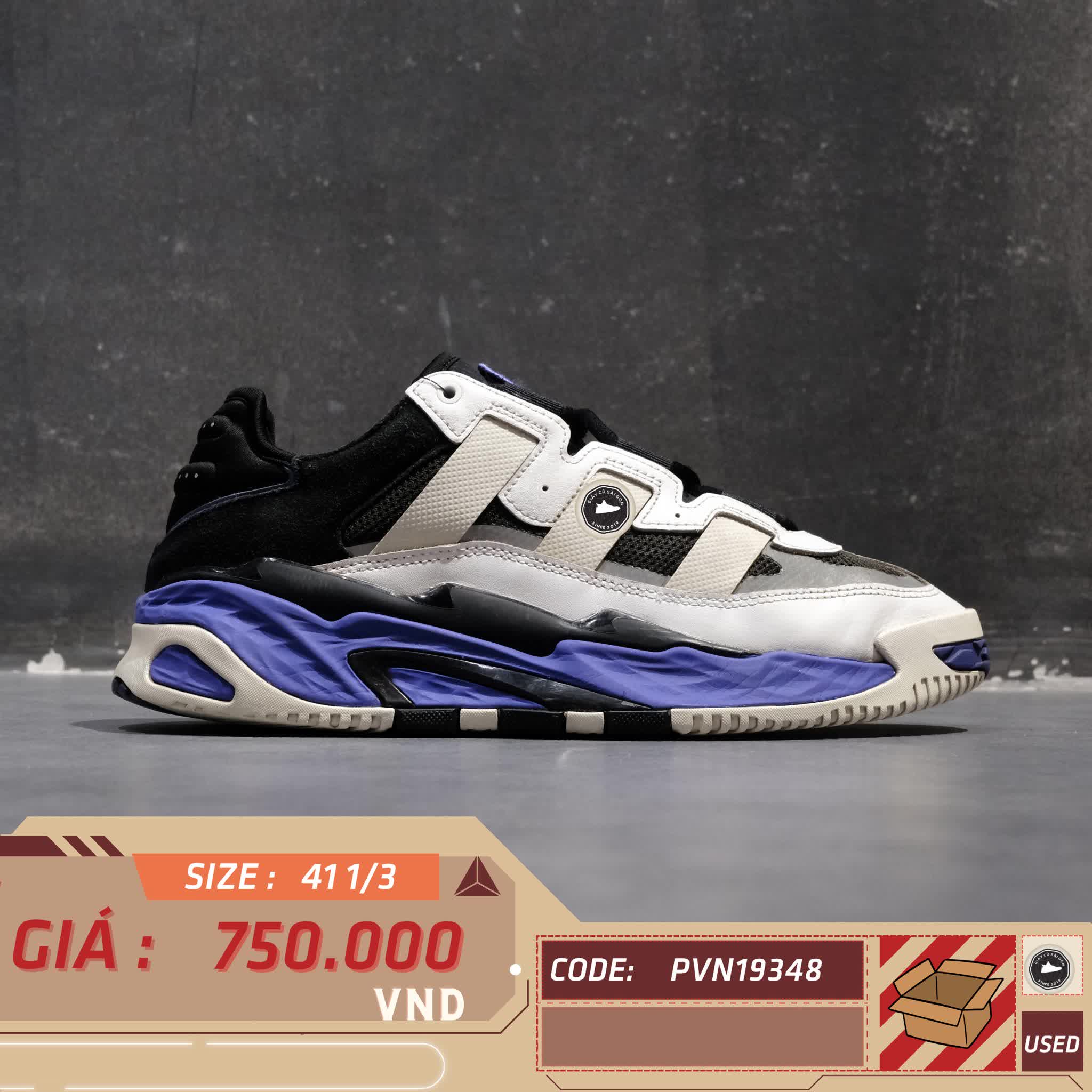 ADIDAS NITEBALL 'WHITE/BLACK/PURPLE' – FX0361 – SIZE 41 1/3 GIÀY 2HAND CHÍNH HÃNG [PVN19348]