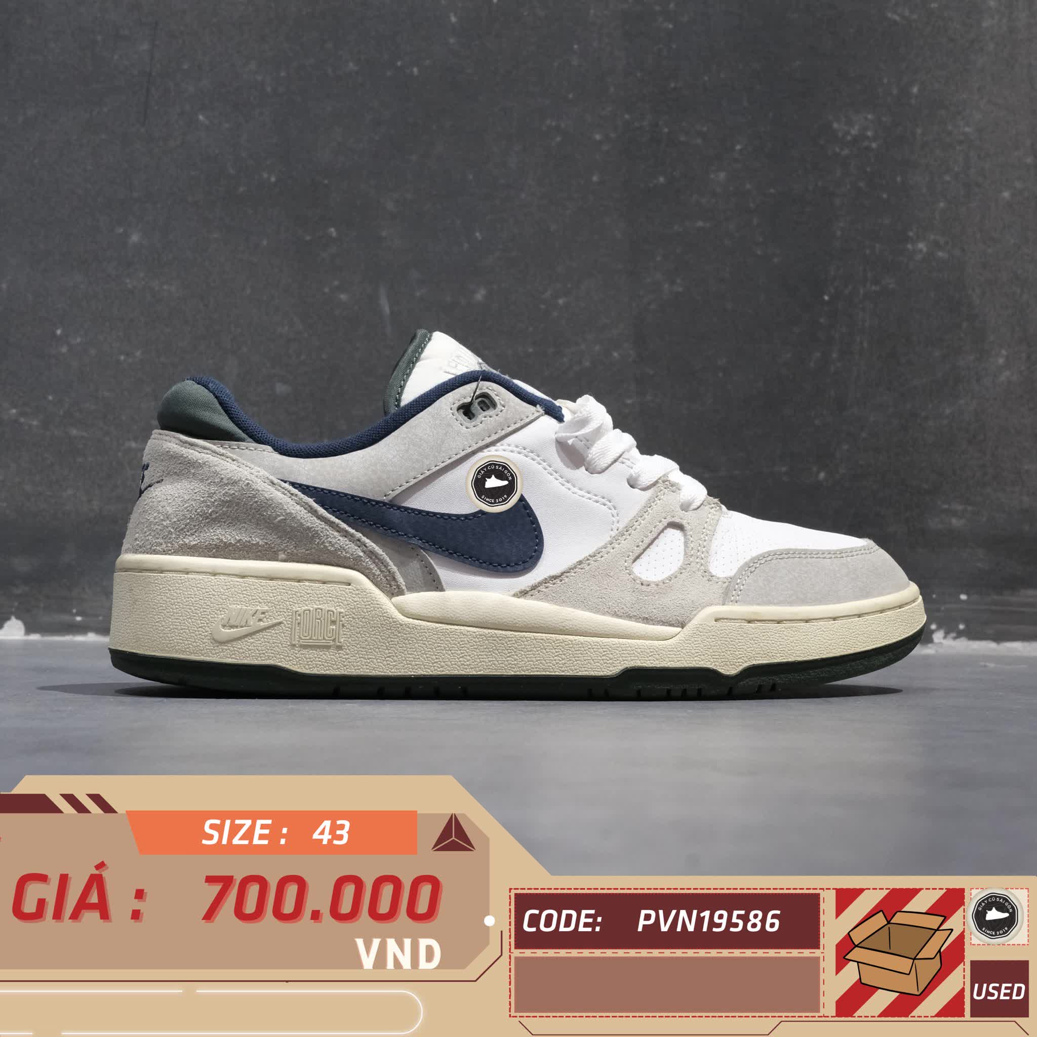 NIKE FULL FORCE LOW 'WHITE LIGHT IRON ORE MIDNIGHT NAVY' FZ3595-100 GIÀY 2HAND CHÍNH HÃNG PVN19586