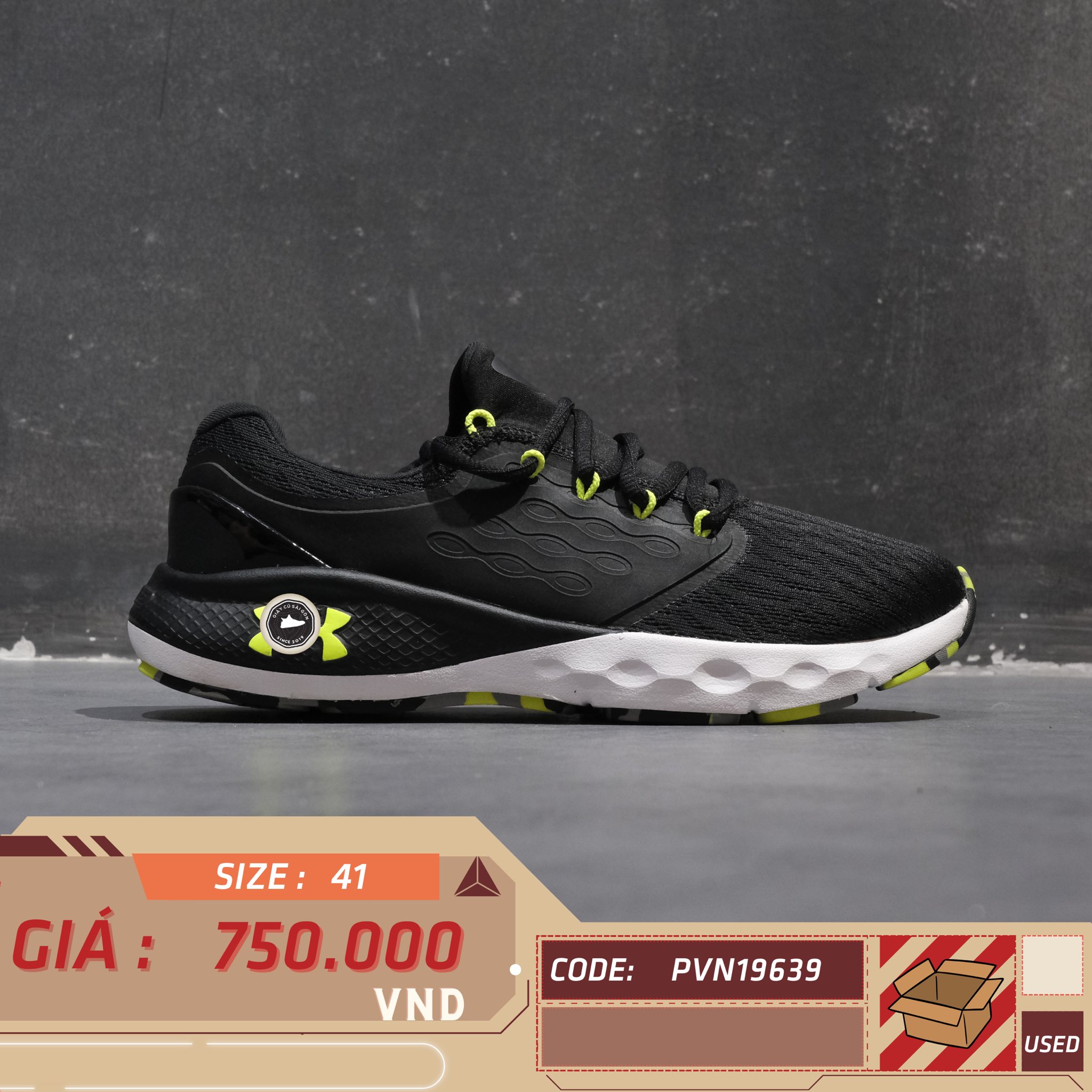 UNDER ARMOUR CHARGED VANTAGE MARBLE 3024734-002 SIZE 41 GIÀY 2HAND CHÍNH HÃNG [PVN19639]