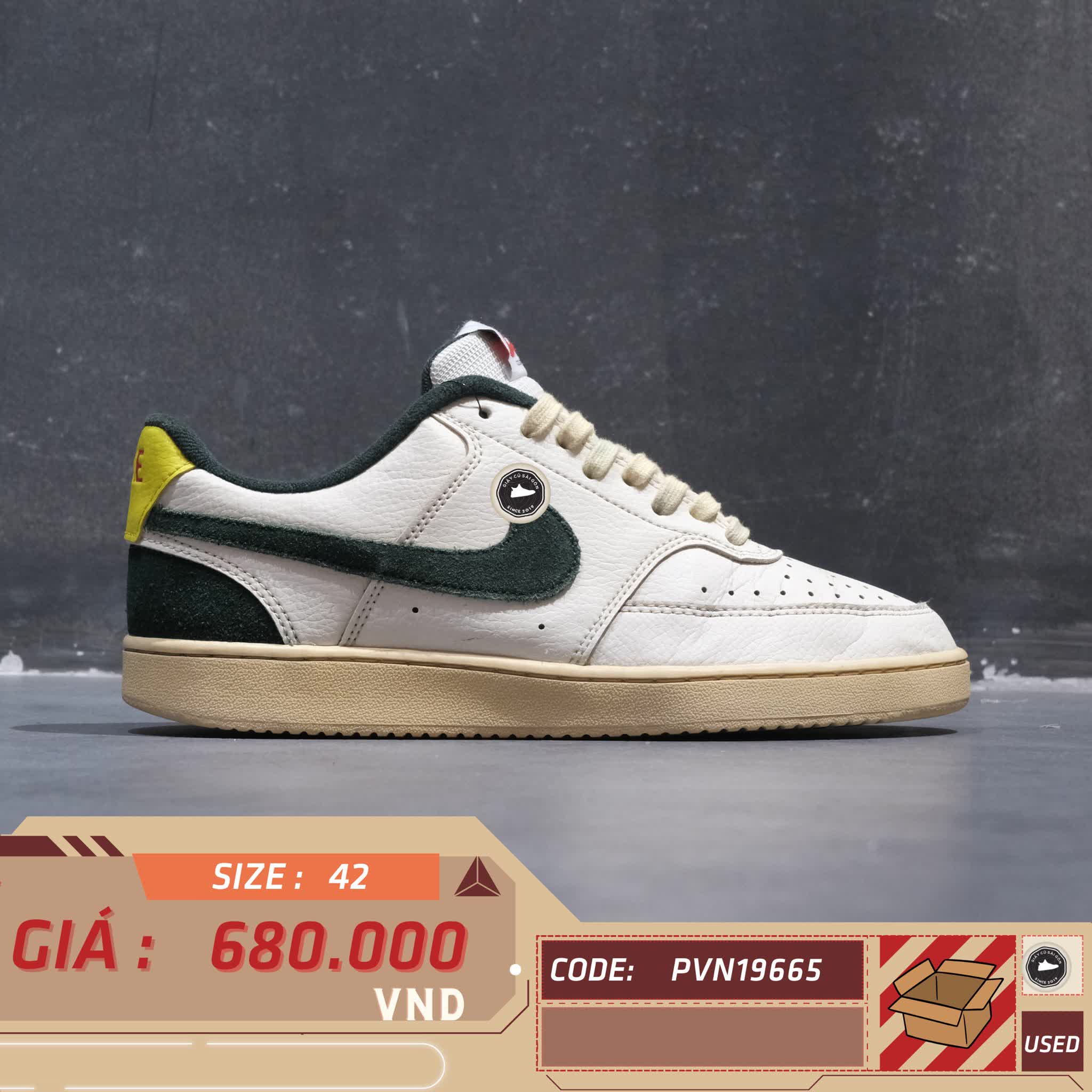 NIKE COURT VISION LOW SAIL PRO GREEN FD0320 133 SIZE 42 GIÀY 2HAND CHÍNH HÃNG PVN19665
