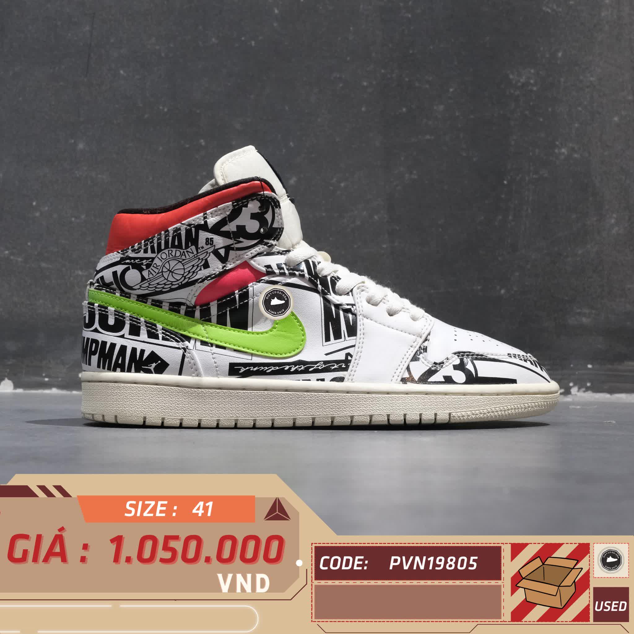 AIR JORDAN 1 LOW WHITE - 554724-119 - SIZE 41  GIÀY 2HAND CHÍNH HÃNG - PVN19805