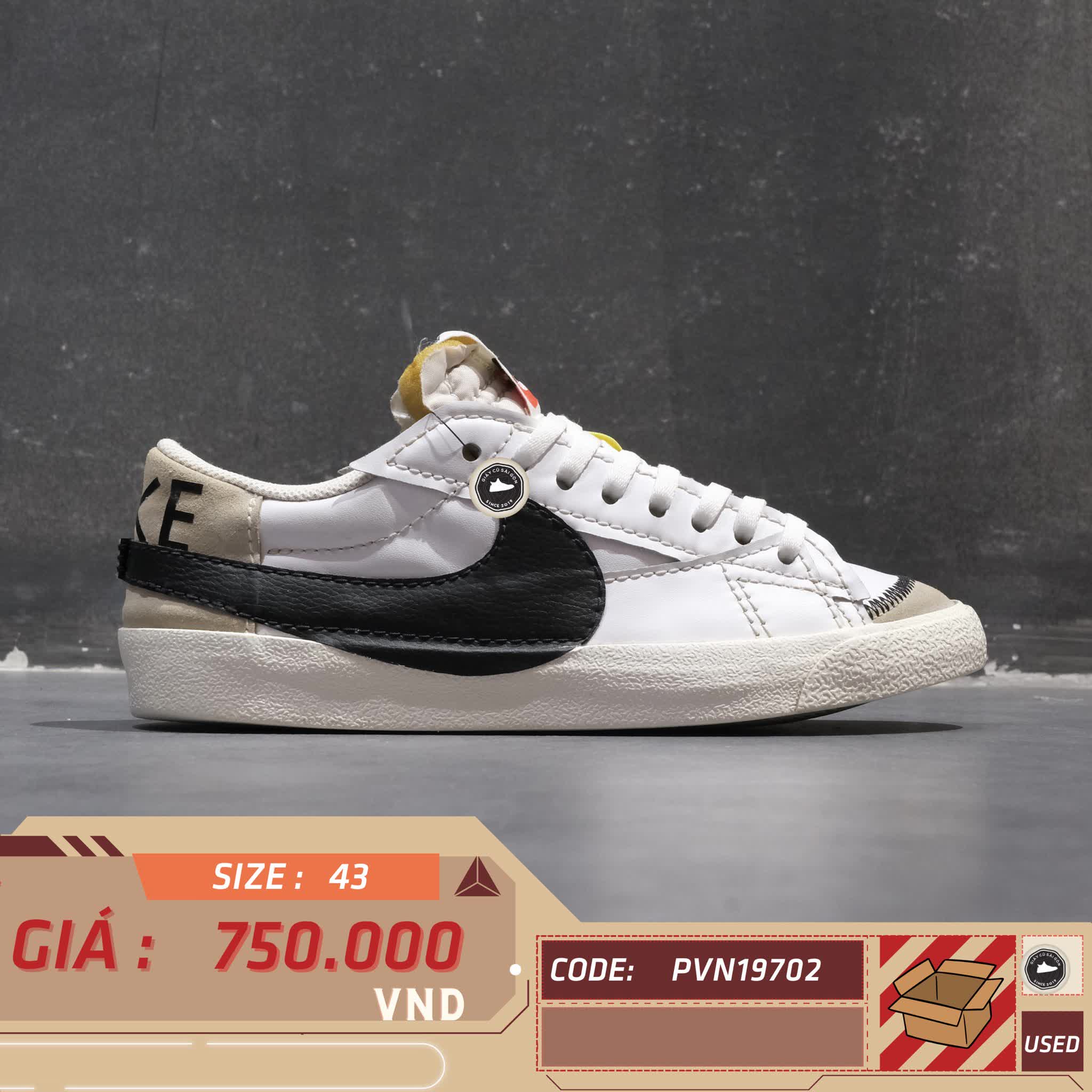 NIKE BLAZER LOW ’77 JUMBO "WHITE/S AIL/BLACK" – DN2158-101 – SIZE 43 GIÀY 2HAND CHÍNH HÃNG – PVN19702