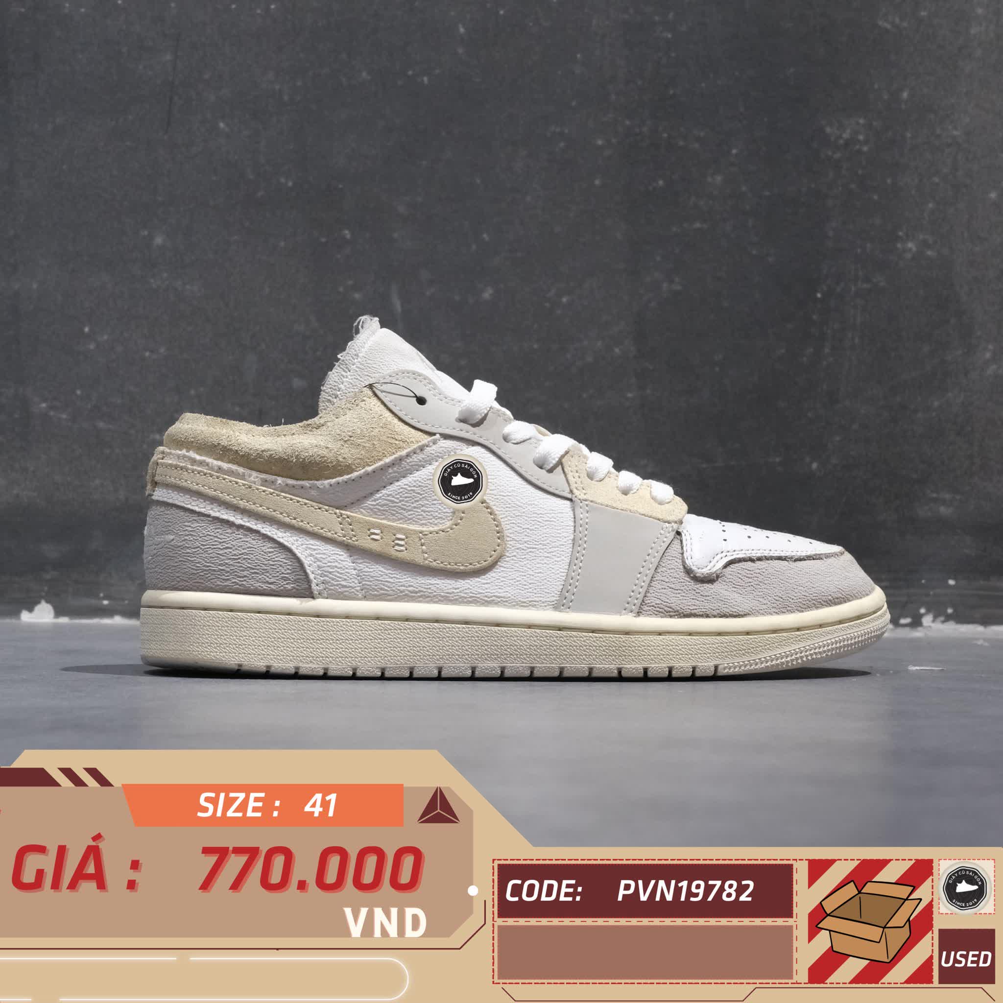 NIKE AIR JORDAN 1 LOW SE CRAFT TECH GREY DN1635-002 SIZE 41 GIÀY 2HAND CHÍNH HÃNG PVN19782