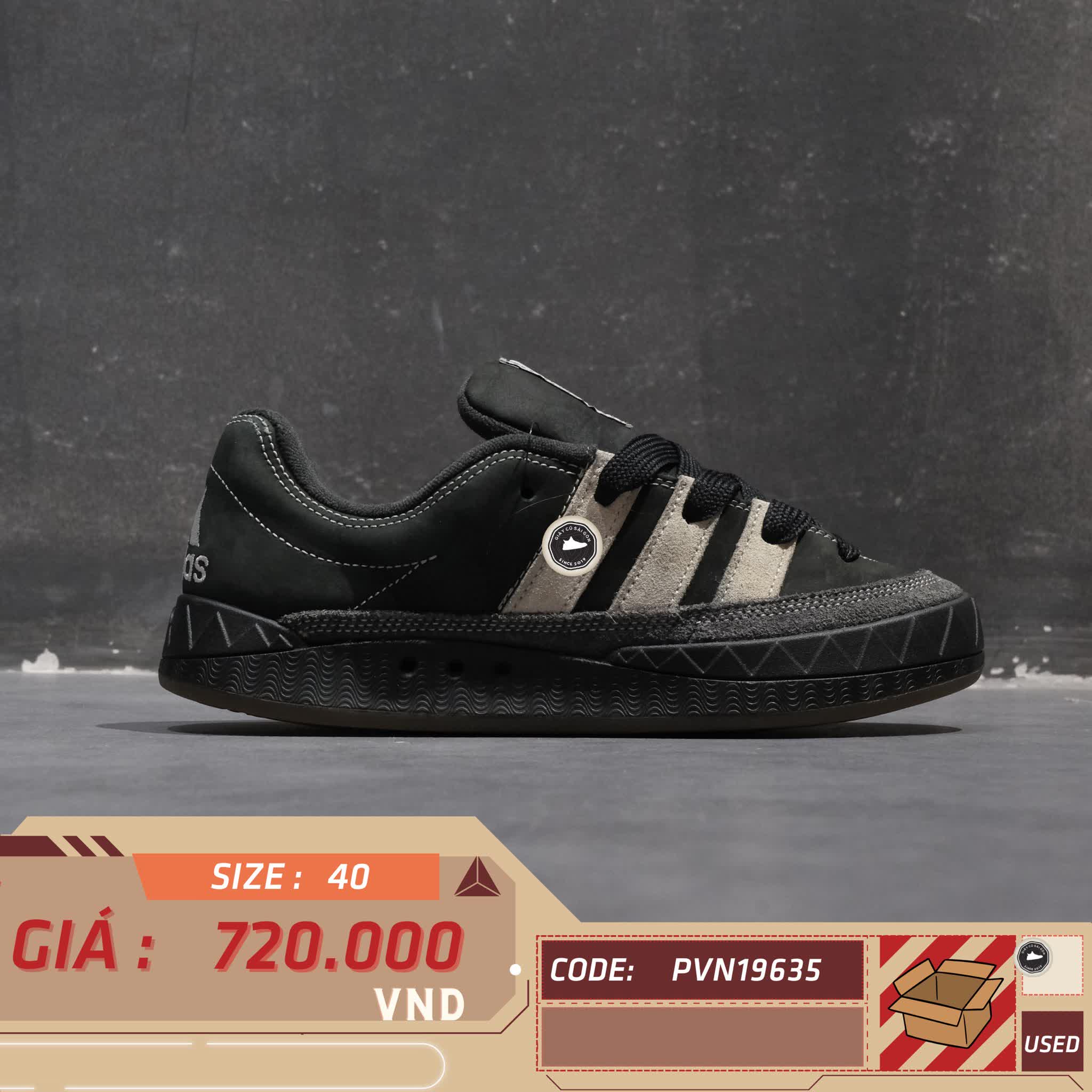 ADIDAS ADIMATIC “BLACK × CARBON” ID3938 SIZE 40 GIÀY 2HAND CHÍNH HÃNG PVN19635