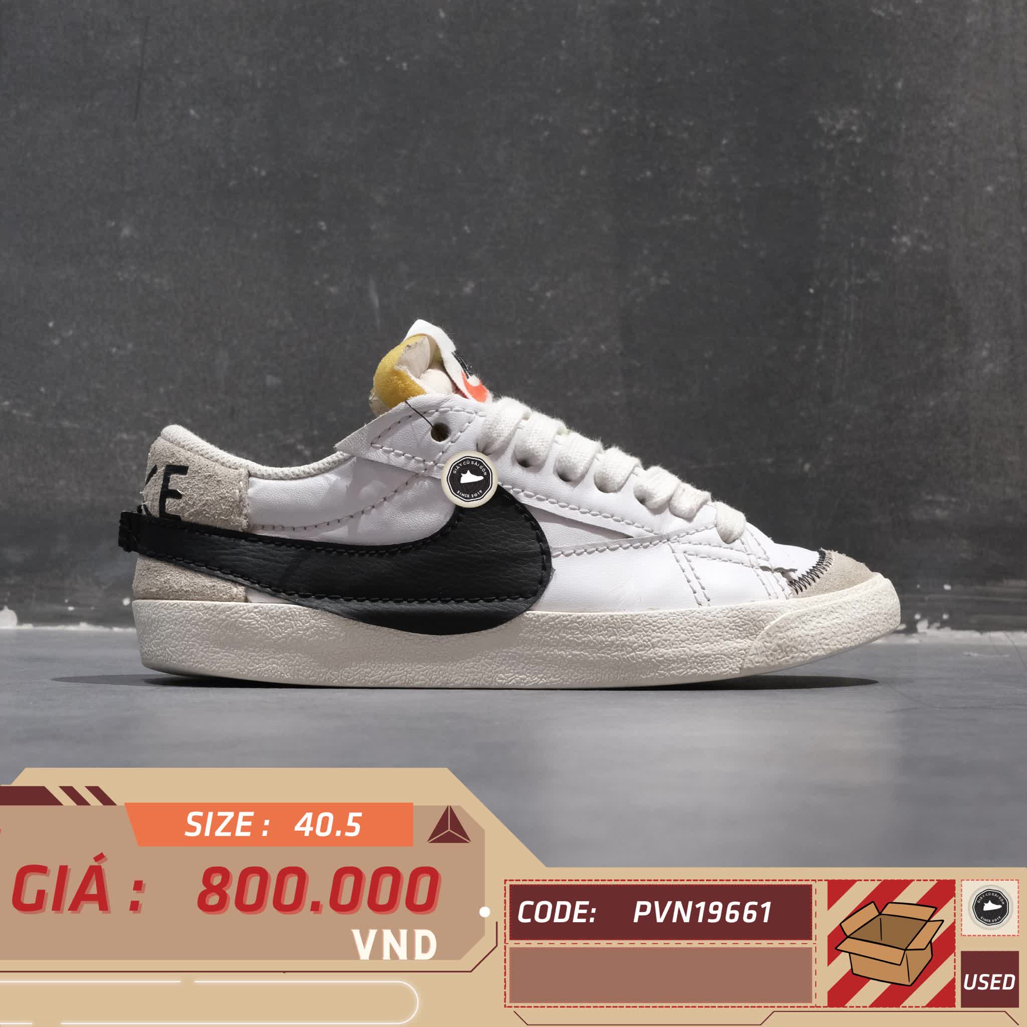 NIKE BLAZER LOW ’77 JUMBO “WHITE / SAIL / BLACK” DN2158-101 — SIZE 40 1/2 GIÀY 2HAND CHÍNH HÃNG — PVN19661