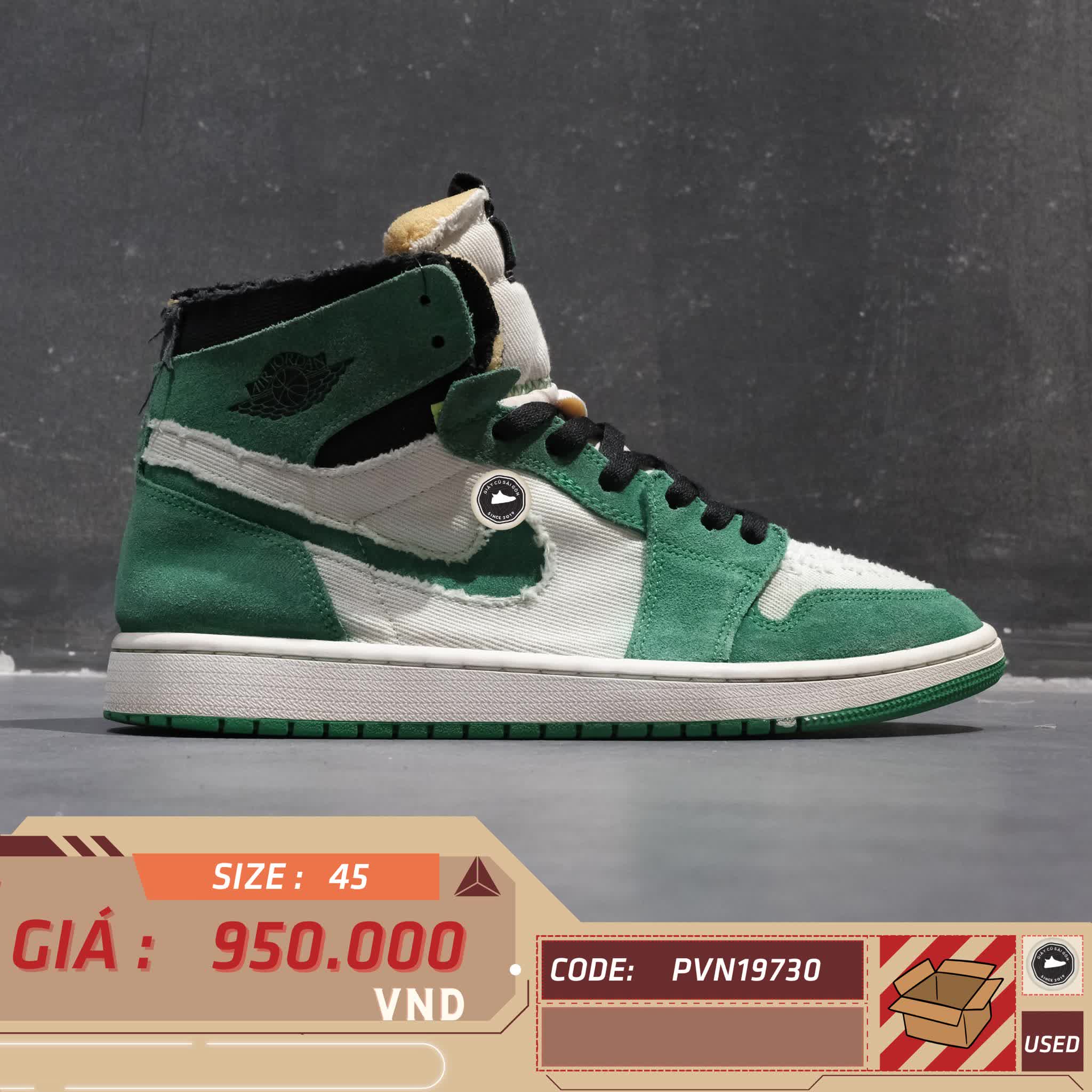 AIR JORDAN 1 HIGH ZOOM CMFT "STADIUM GREEN" CT0978-300 SIZE 45 GIÀY 2HAND CHÍNH HÃNG PVN19730