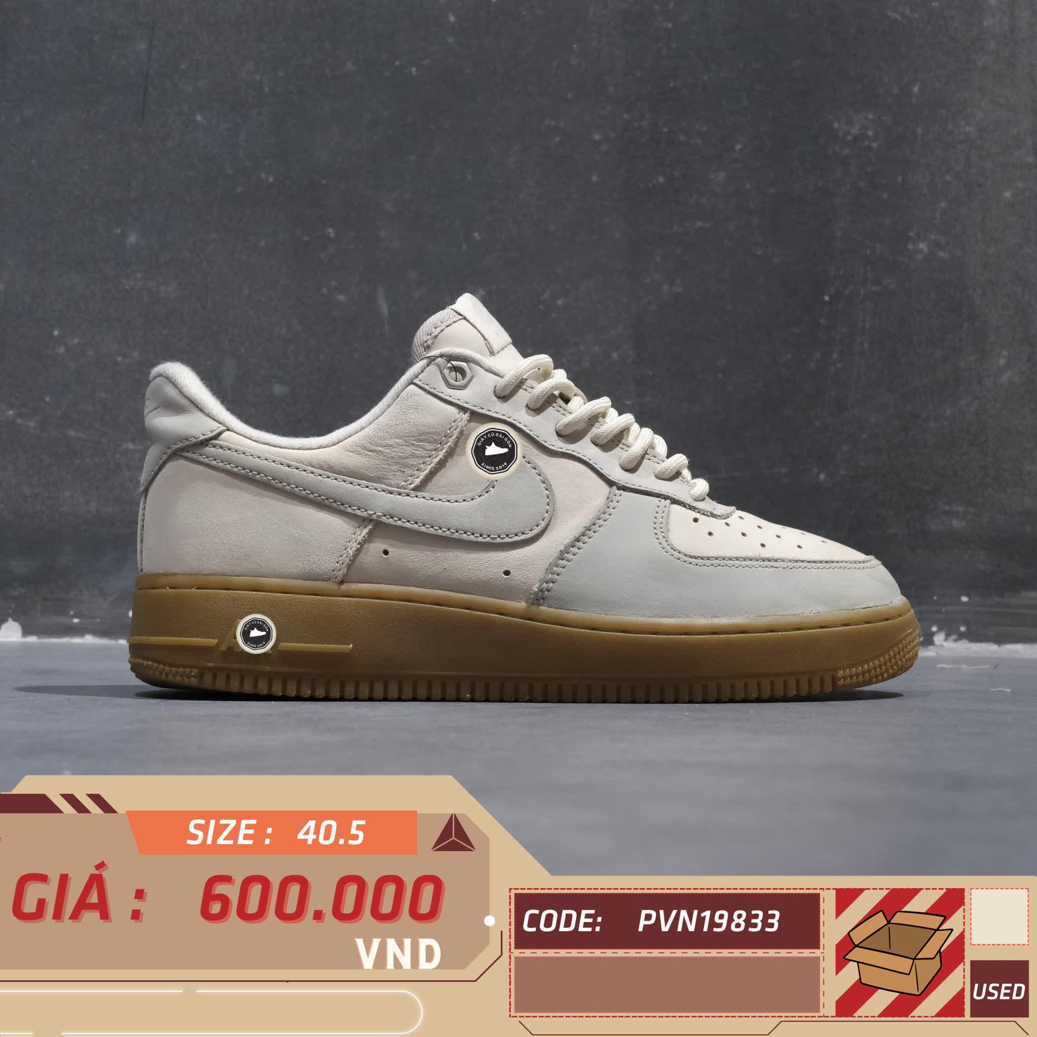 NIKE AIR FORCE 1 ‘07 “LIGHT BONE GUM” FD3365-001 SIZE 40.5 GIÀY 2HAND CHÍNH HÃNG PVN19704