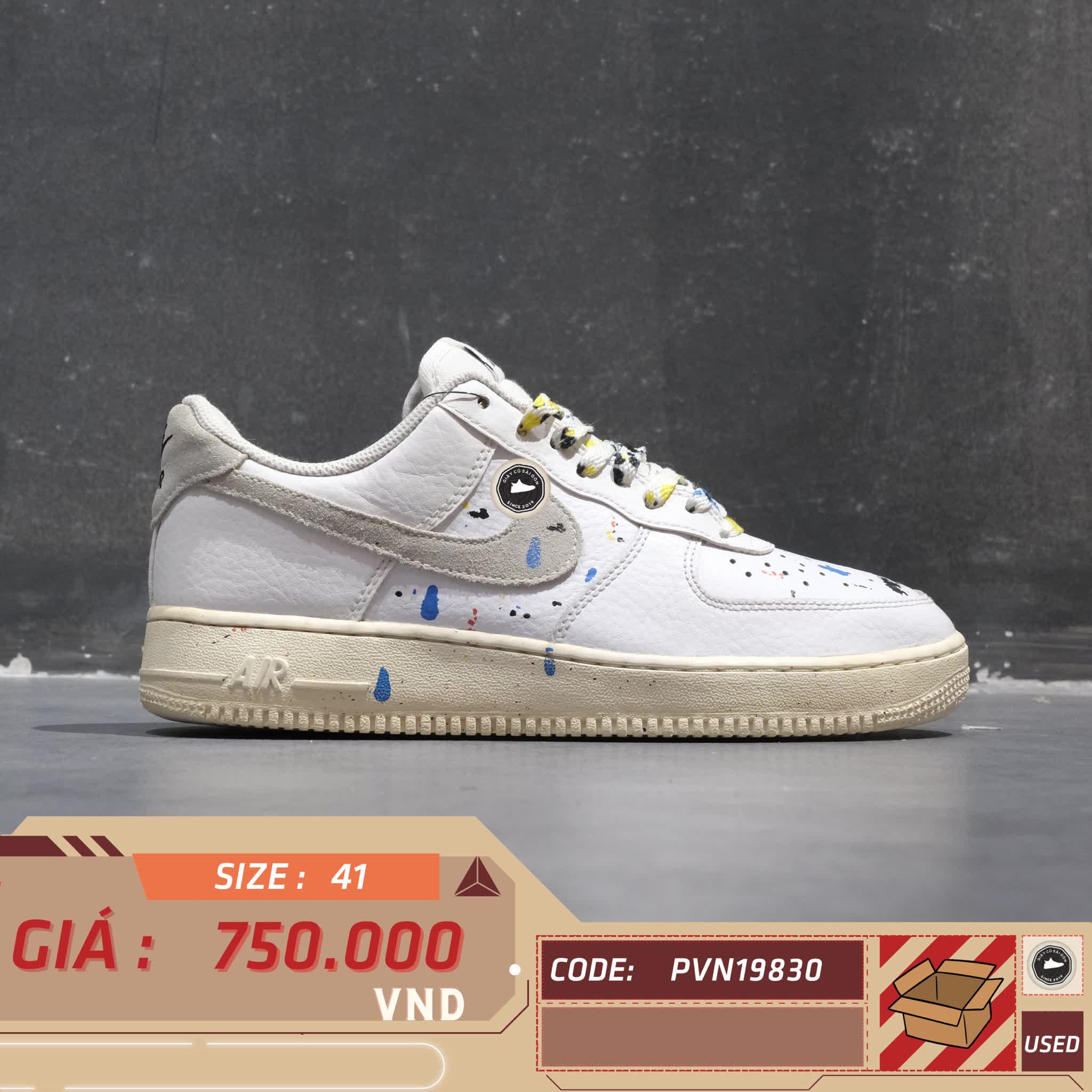 NIKE AIR FORCE 1 LOW “PAINT SPLATTER” CZ0339-100 SIZE 41 GIÀY 2HAND CHÍNH HÃNG PVN19830