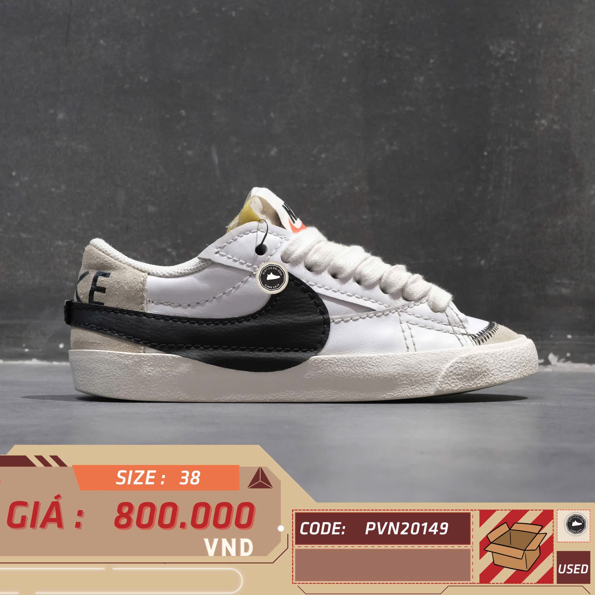 NIKE BLAZER LOW ’77 JUMBO DQ1470-101 SIZE 38 GIÀY 2HAND CHÍNH HÃNG PVN20149
