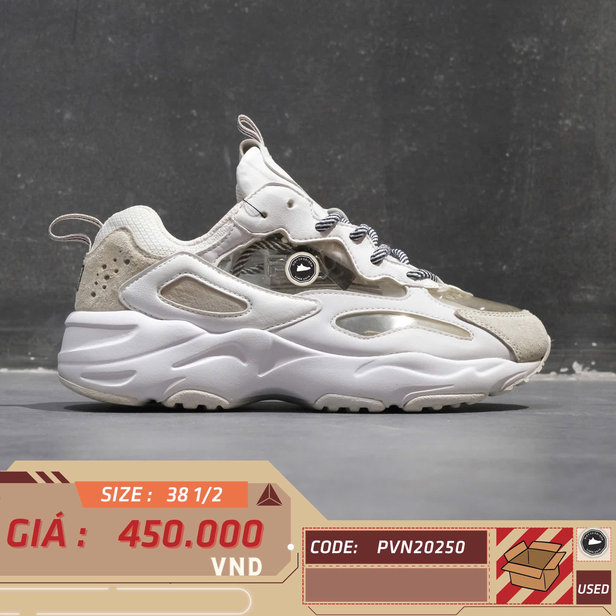 FILA RAY 'WHITE NAVY' FS1SIA3061X-WBK SIZE 38 GIÀY 2HAND CHÍNH HÃNG PVN20250