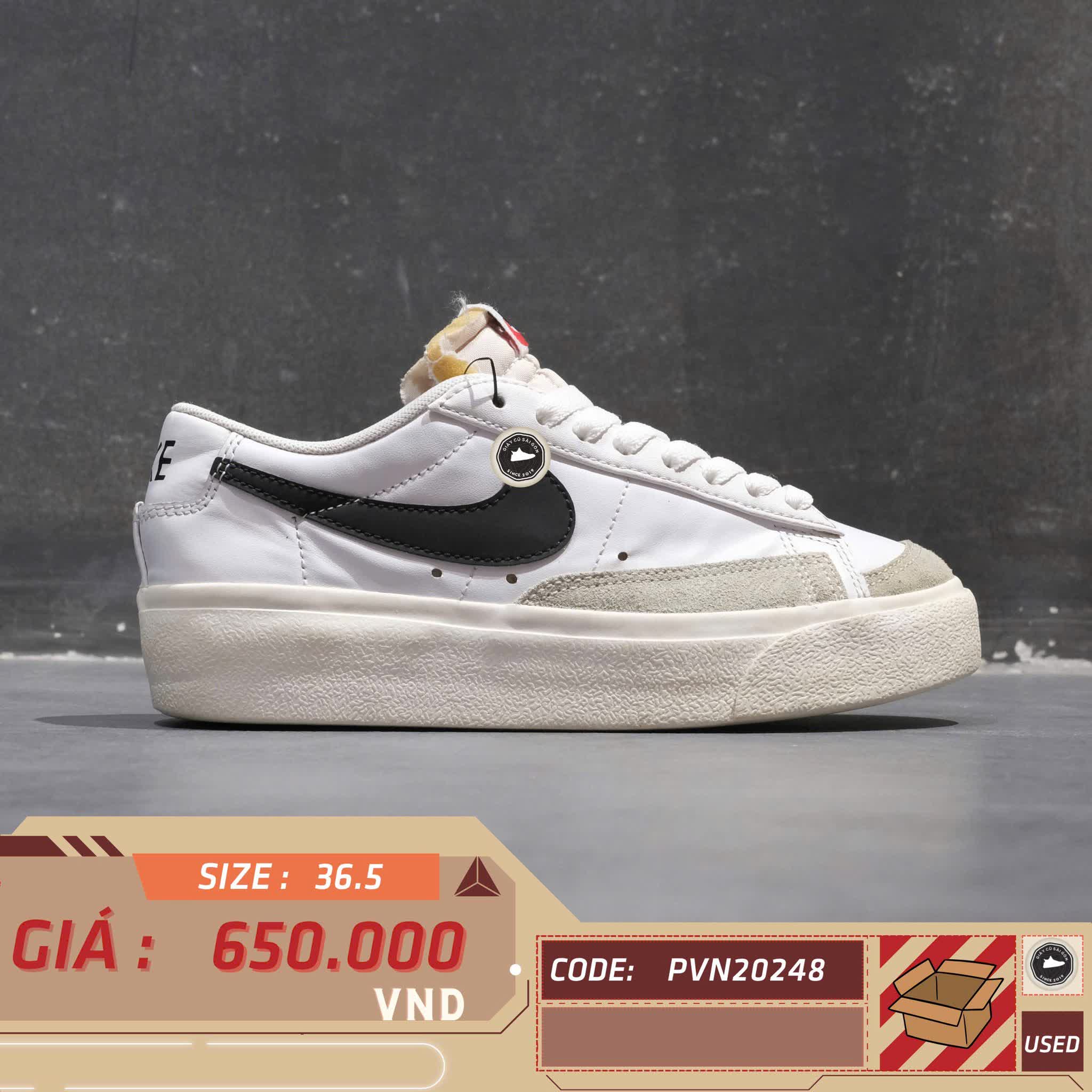 NIKE BLAZER LOW PLATFORM - DJ0292 101 - SIZE 36.5 GIÀY 2HAND CHÍNH HÃNG PVN20248