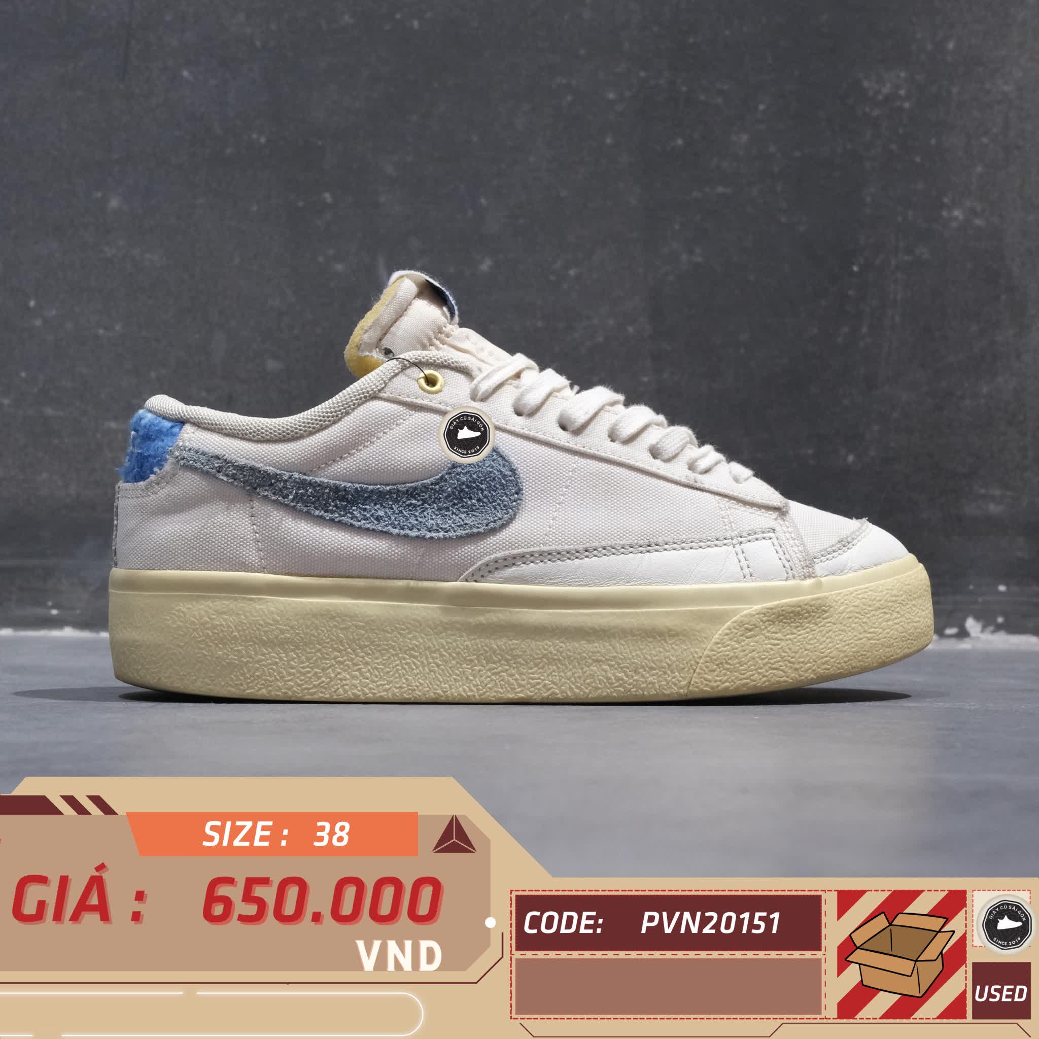 NIKE BLAZER LOW PLATFORM DO2371-133 SIZE 38 GIÀY 2HAND CHÍNH HÃNG PVN20151