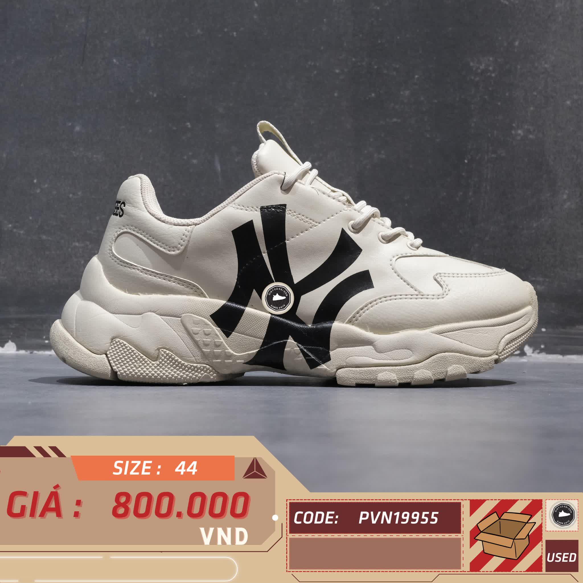 MLB BIG BALL CHUNKY A ‘LIGHT BEIGE’ 3ASHC101N SIZE 44 GIÀY 2HAND CHÍNH HÃNG PVN19955