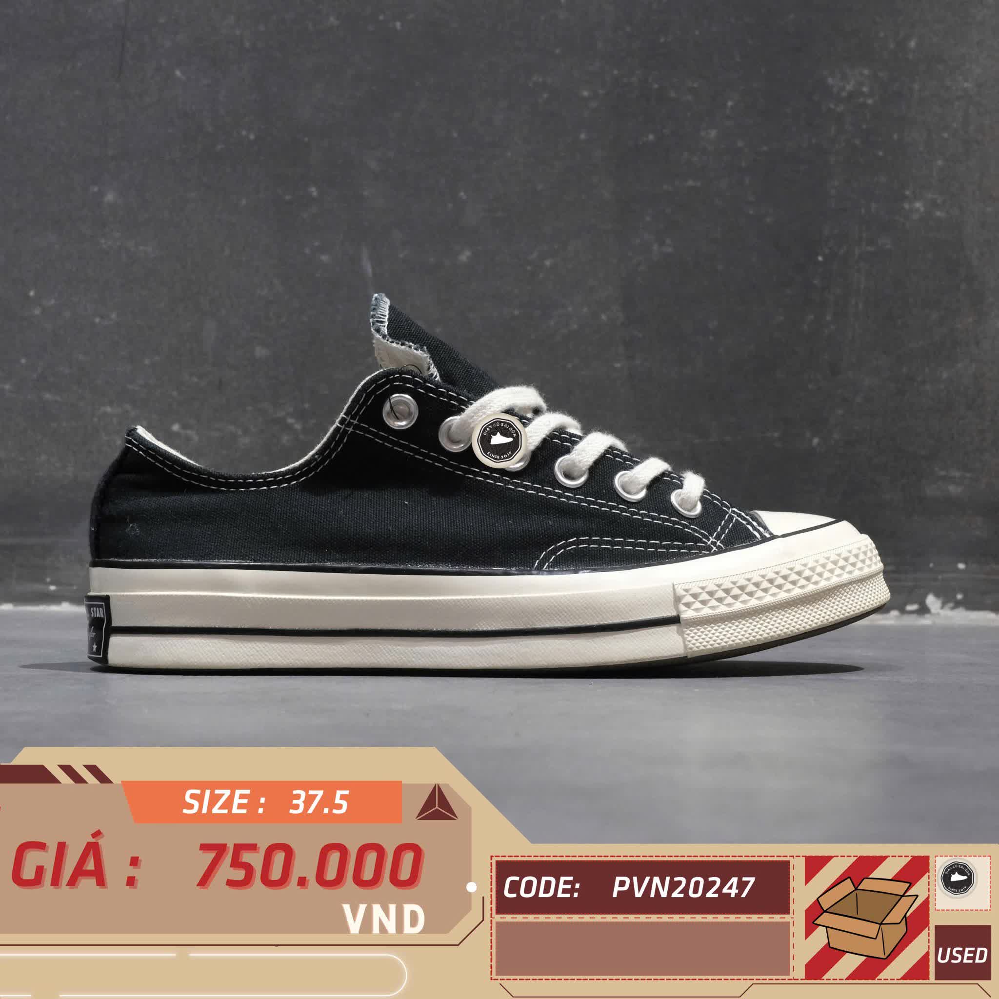 CHUCK TAYLOR ALL STAR 70 OX BLACK 162058C – SIZE 37.5 GIÀY 2HAND CHÍNH HÃNG – PVN20247