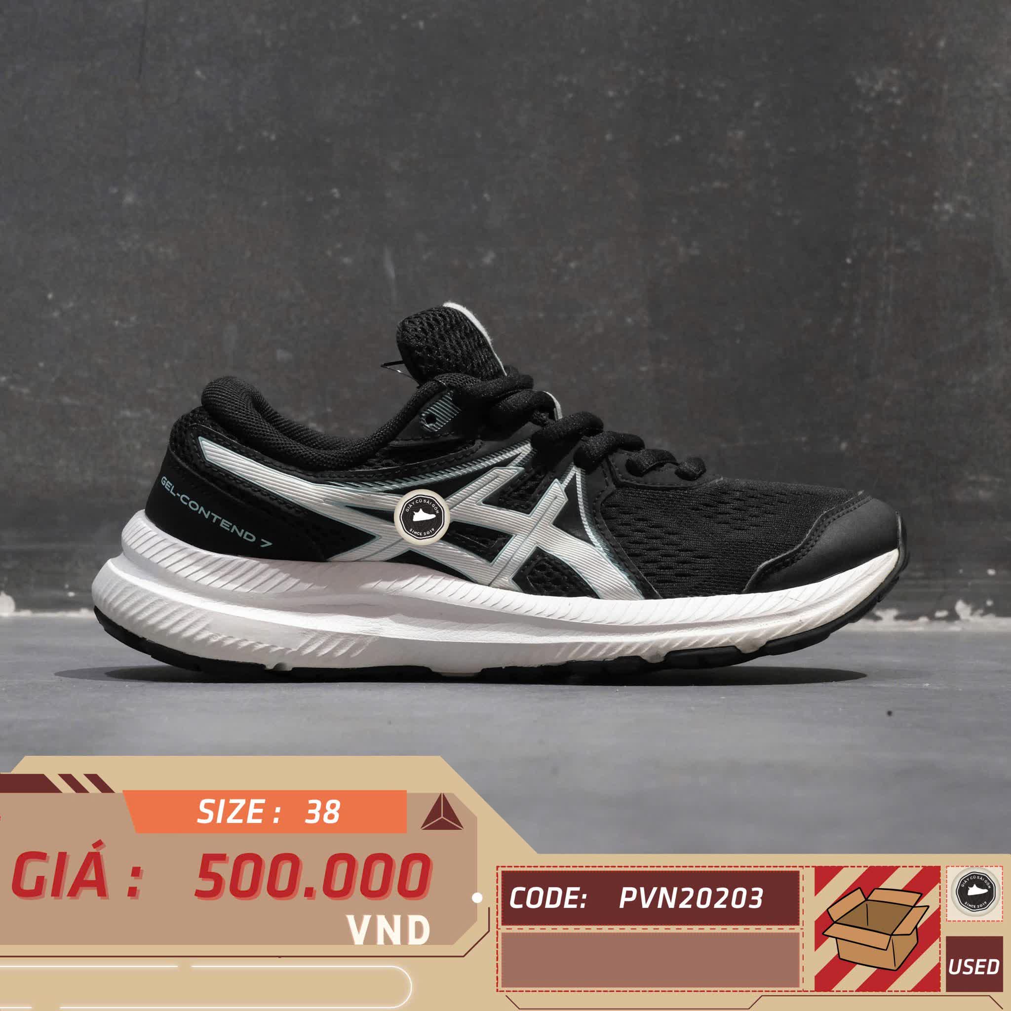 ASICS GEL-CONTEND 7 1012A911 SIZE 38 GIÀY 2HAND CHÍNH HÃNG PVN20203