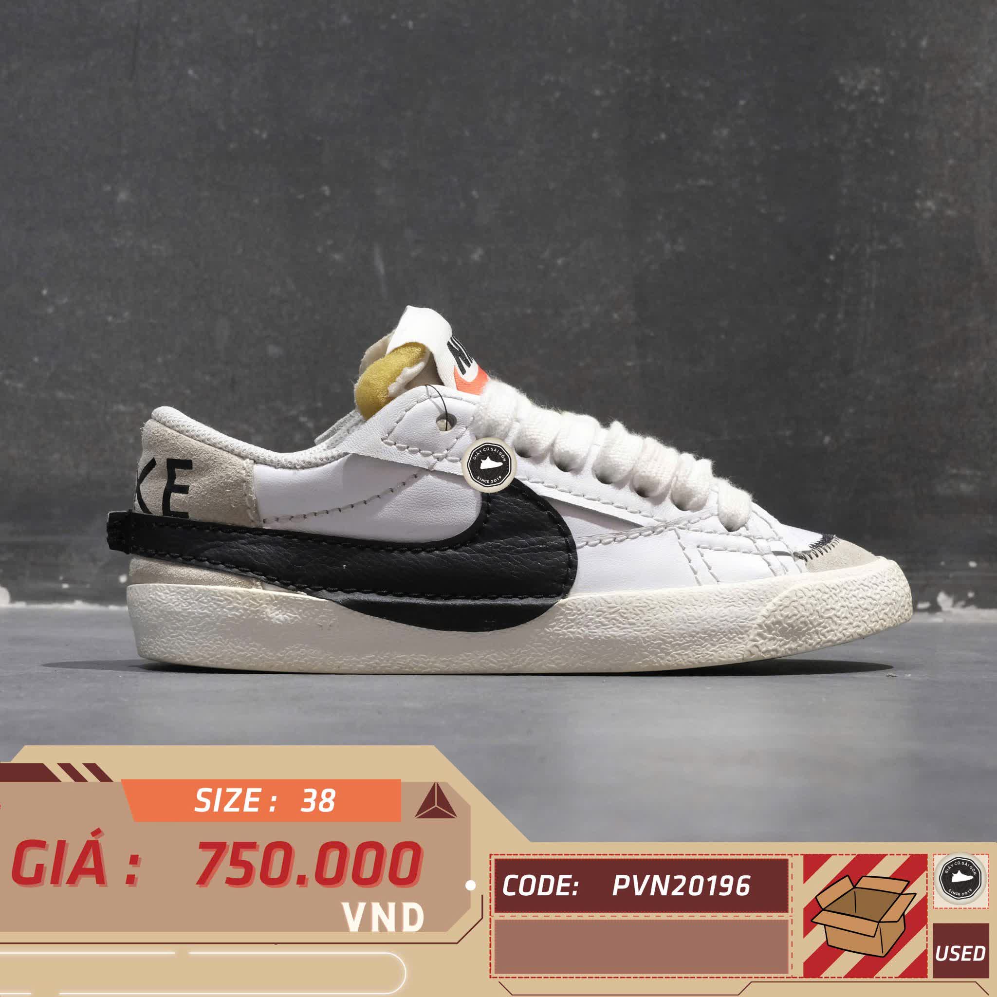 NIKE BLAZER LOW '77 JUMBO DQ1470-101 SIZE 38 GIÀY 2HAND CHÍNH HÃNG PVN20196