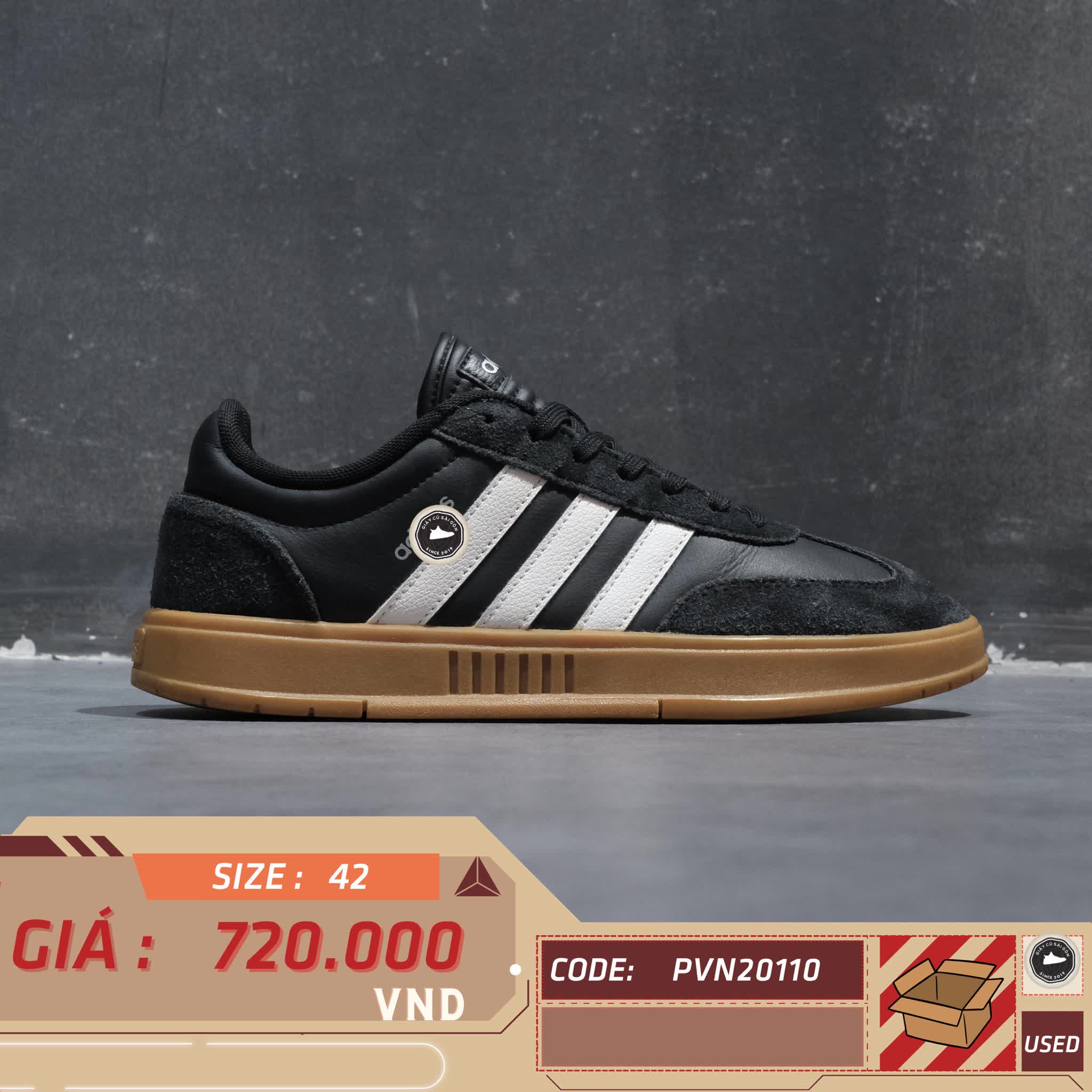 ADIDAS GRADAS ‘BLACK WHITE GUM’ FX9305 SIZE 42 GIÀY 2HAND CHÍNH HÃNG PVN20110