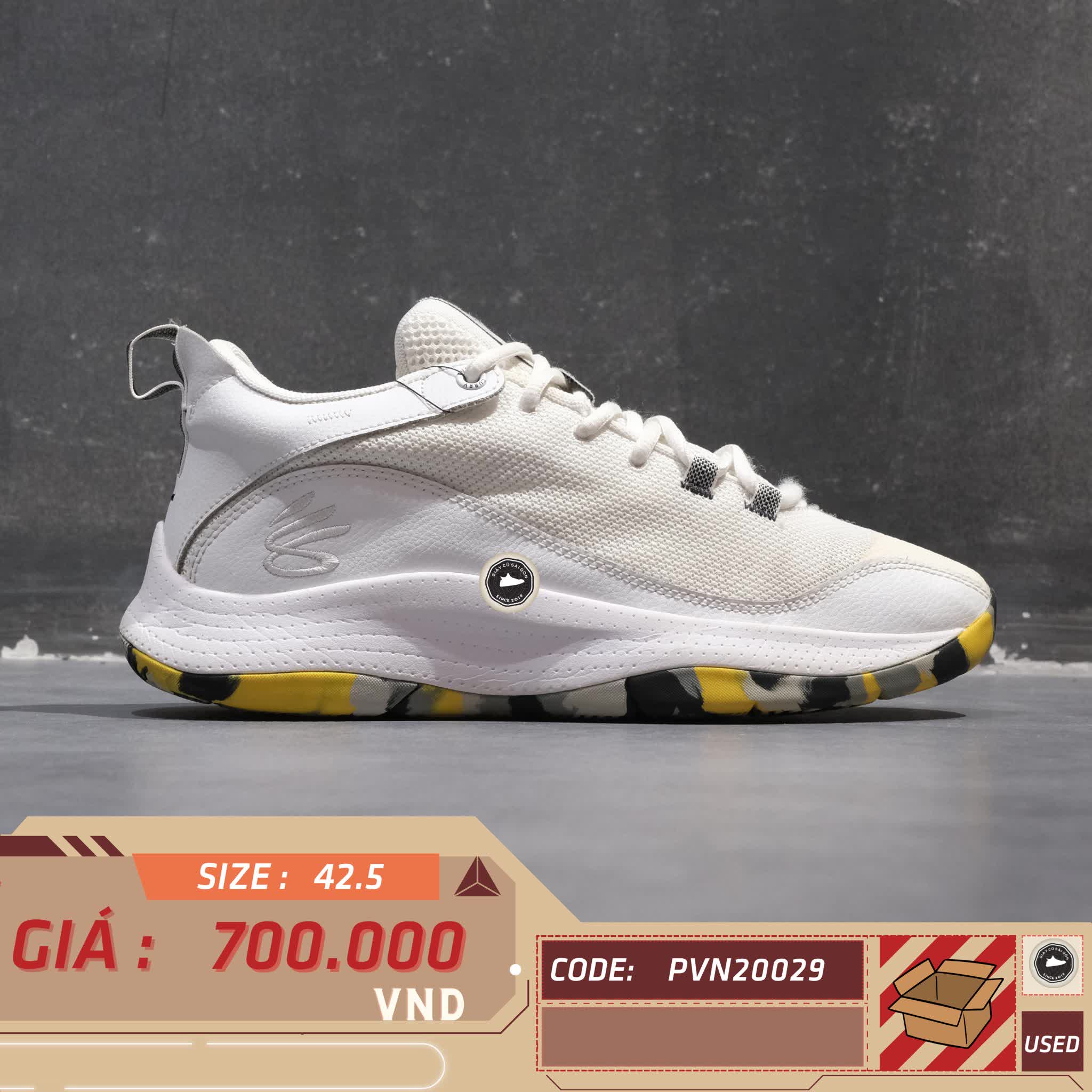 UNDER ARMOUR 3Z5 ‘WHITE’ 3023087-105 SIZE 42.5 GIÀY 2HAND CHÍNH HÃNG PVN20029