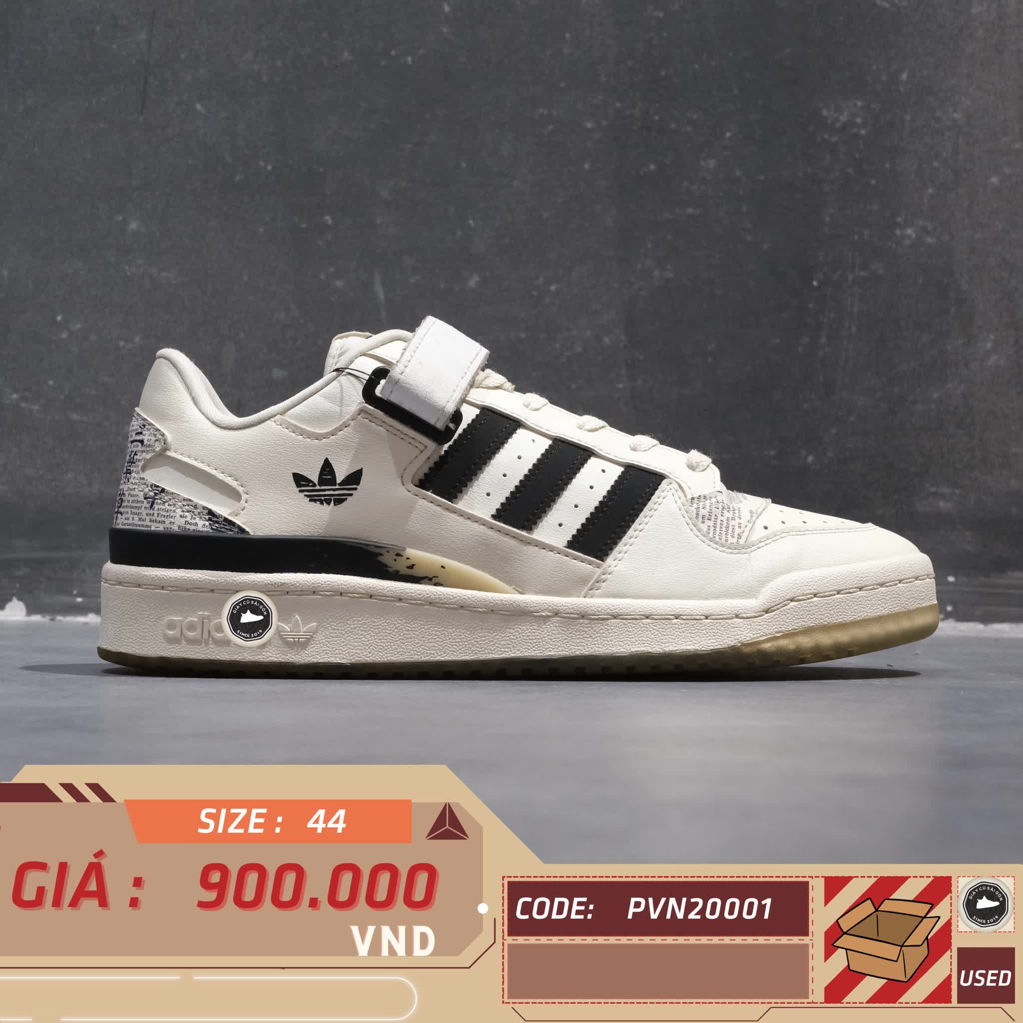 ADIDAS FORUM LOW ‘BLACK WHITE’ IG2998 SIZE 44 GIÀY 2HAND CHÍNH HÃNG PVN20001