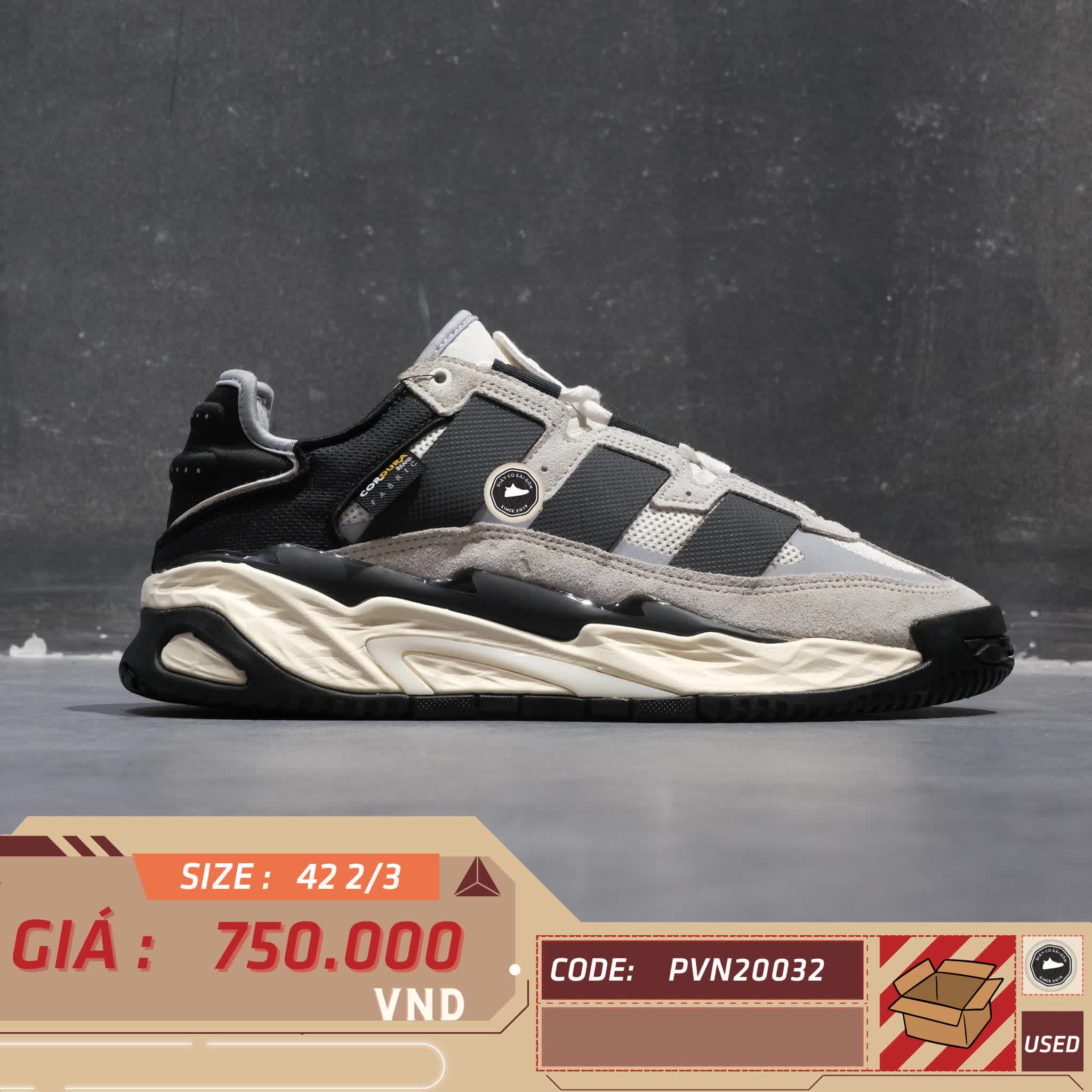 ADIDAS NITEBALL “ORBIT GREY / CORE BLACK / CREAM WHITE” GX4729 SIZE 42⅔ GIÀY 2HAND CHÍNH HÃNG PVN20032