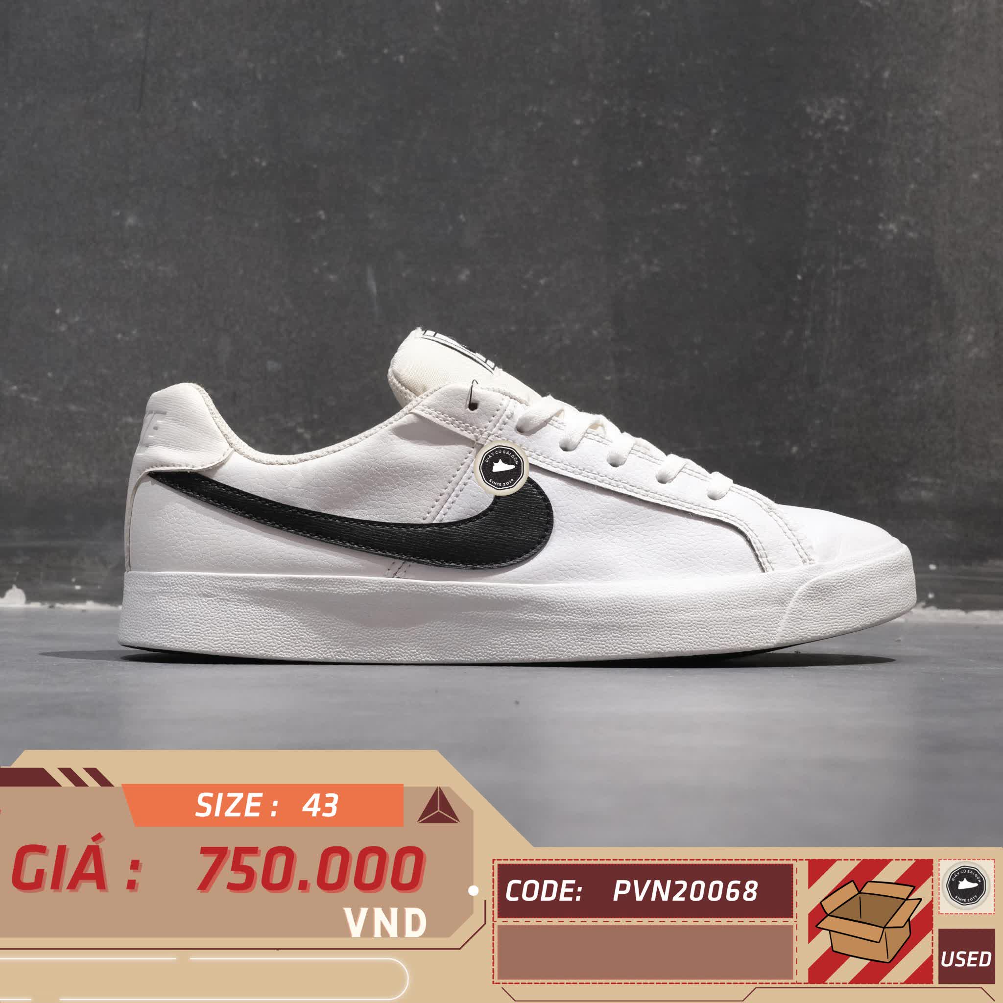 NIKE COURT ROYALE AC ‘WHITE BLACK’ BQ4222-103 SIZE 43 GIÀY 2HAND CHÍNH HÃNG PVN20068