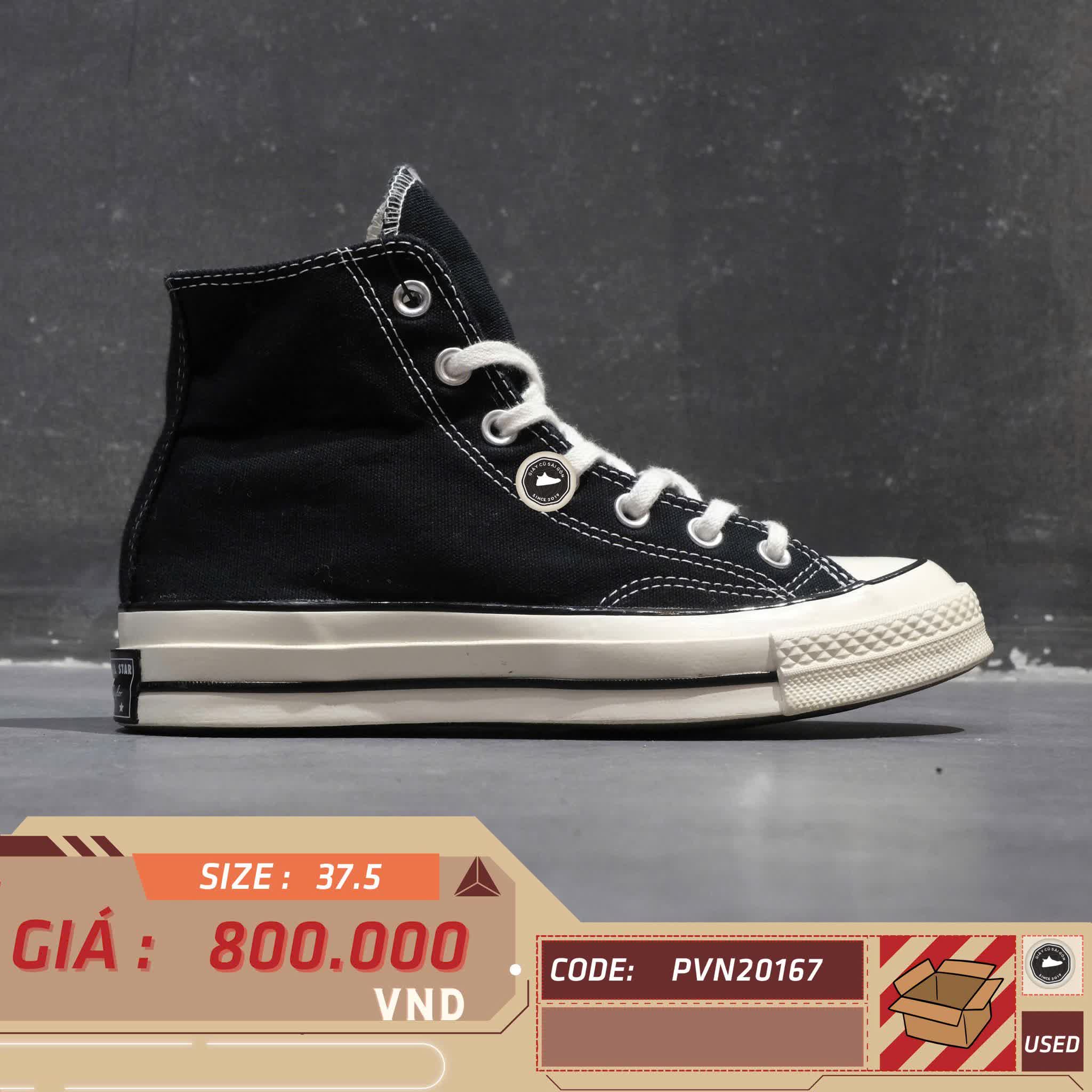 CONVERSE CHUCK 70 HI ‘BLACK’ 162050C SIZE 37.5 GIÀY 2HAND CHÍNH HÃNG PVN20167