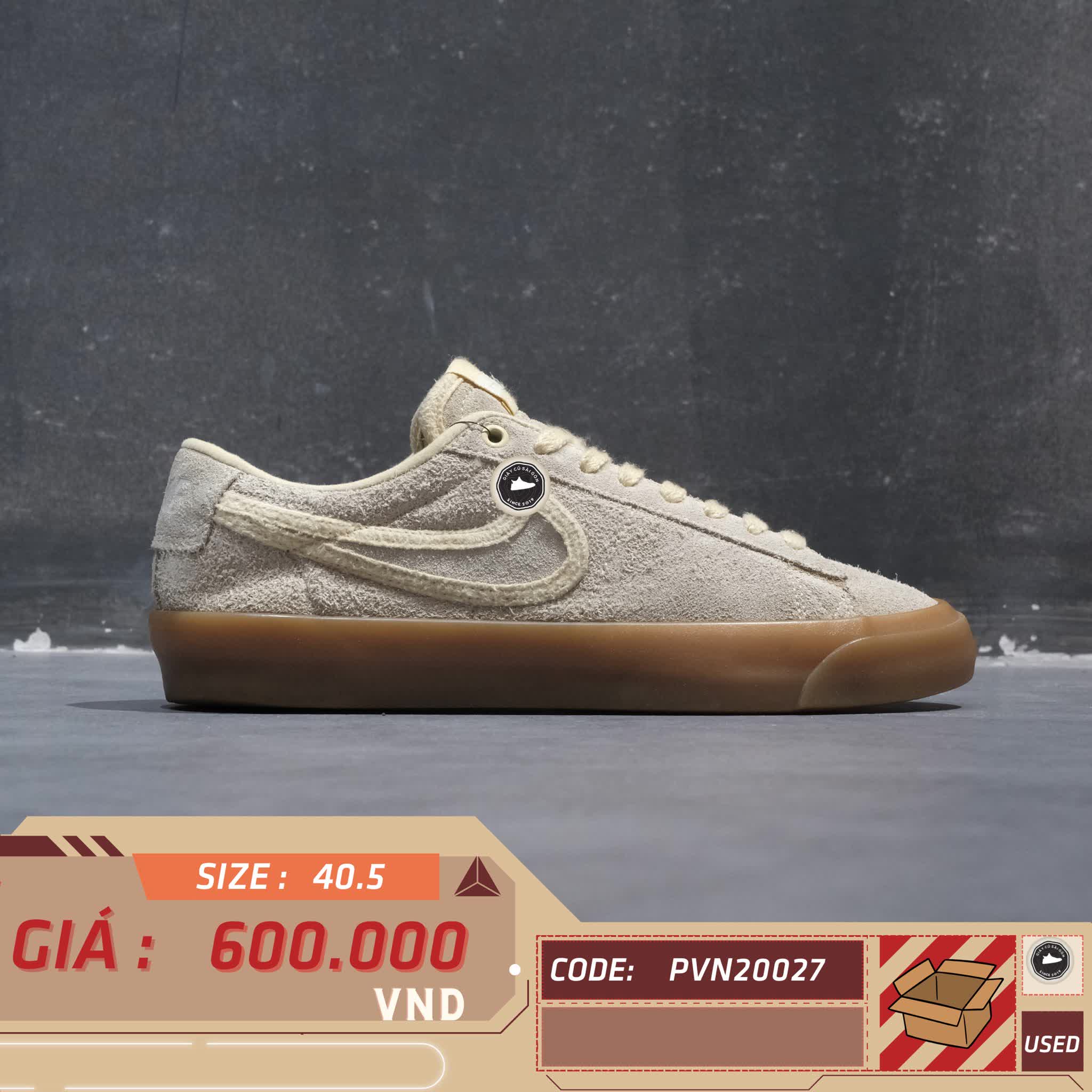 NIKE BLAZER LOW PRO GT PREMIUM SB 'PALE VANILLA GUM' FN7404-200 SIZE 40.5 GIÀY 2HAND CHÍNH HÃNG PVN20027