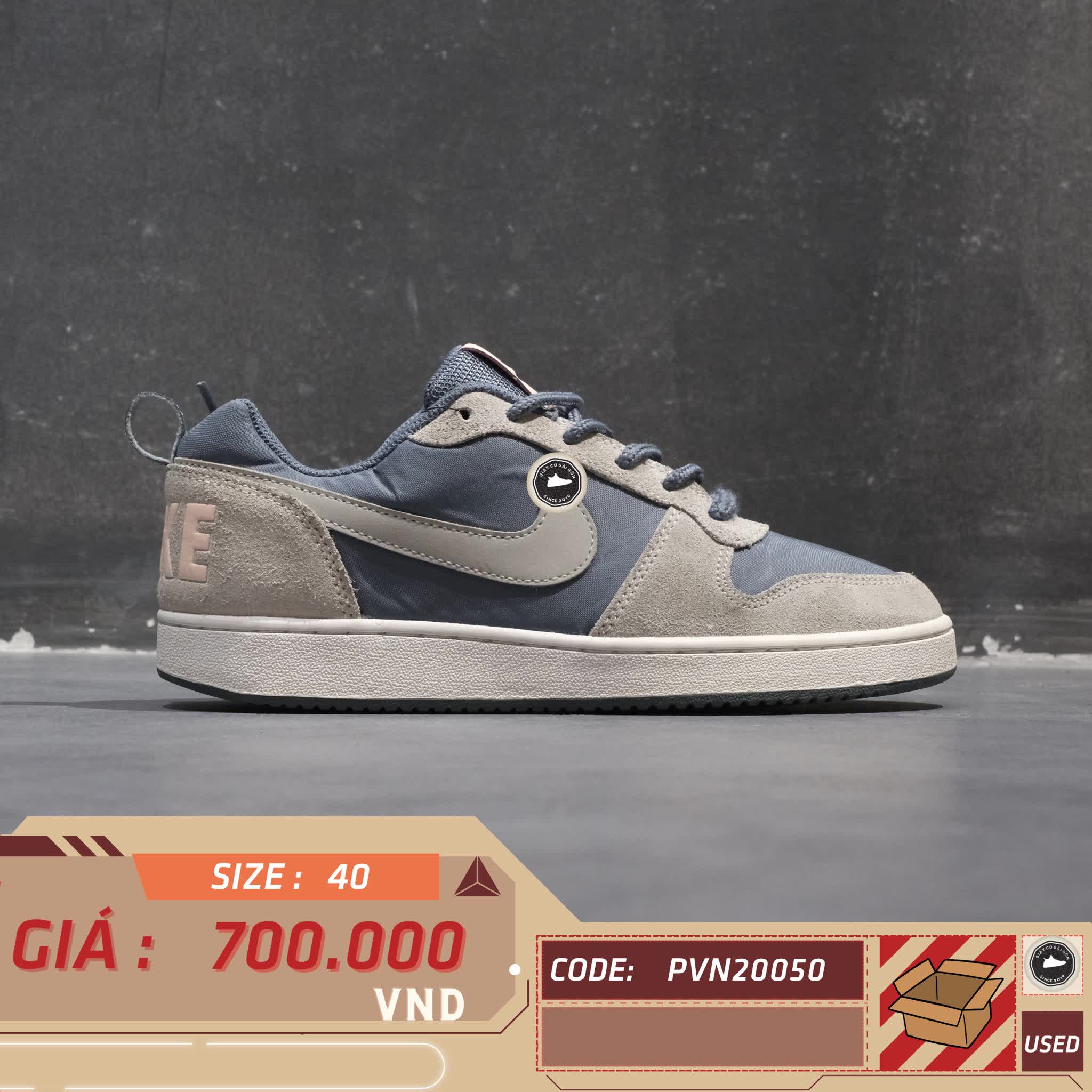 NIKE COURT BOROUGH LOW PREMIUM 'ARMORY BLUE' 861533-400 SIZE 40 GIÀY 2HAND CHÍNH HÃNG PVN20050