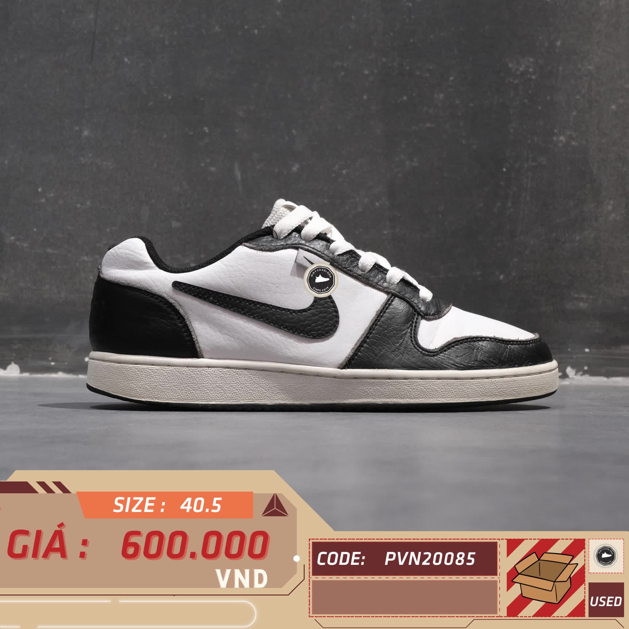NIKE EBERNON LOW PRM “WHITE / BLACK / WOLF GREY” AQ1774-102 SIZE 40.5 GIÀY 2HAND CHÍNH HÃNG PVN20085