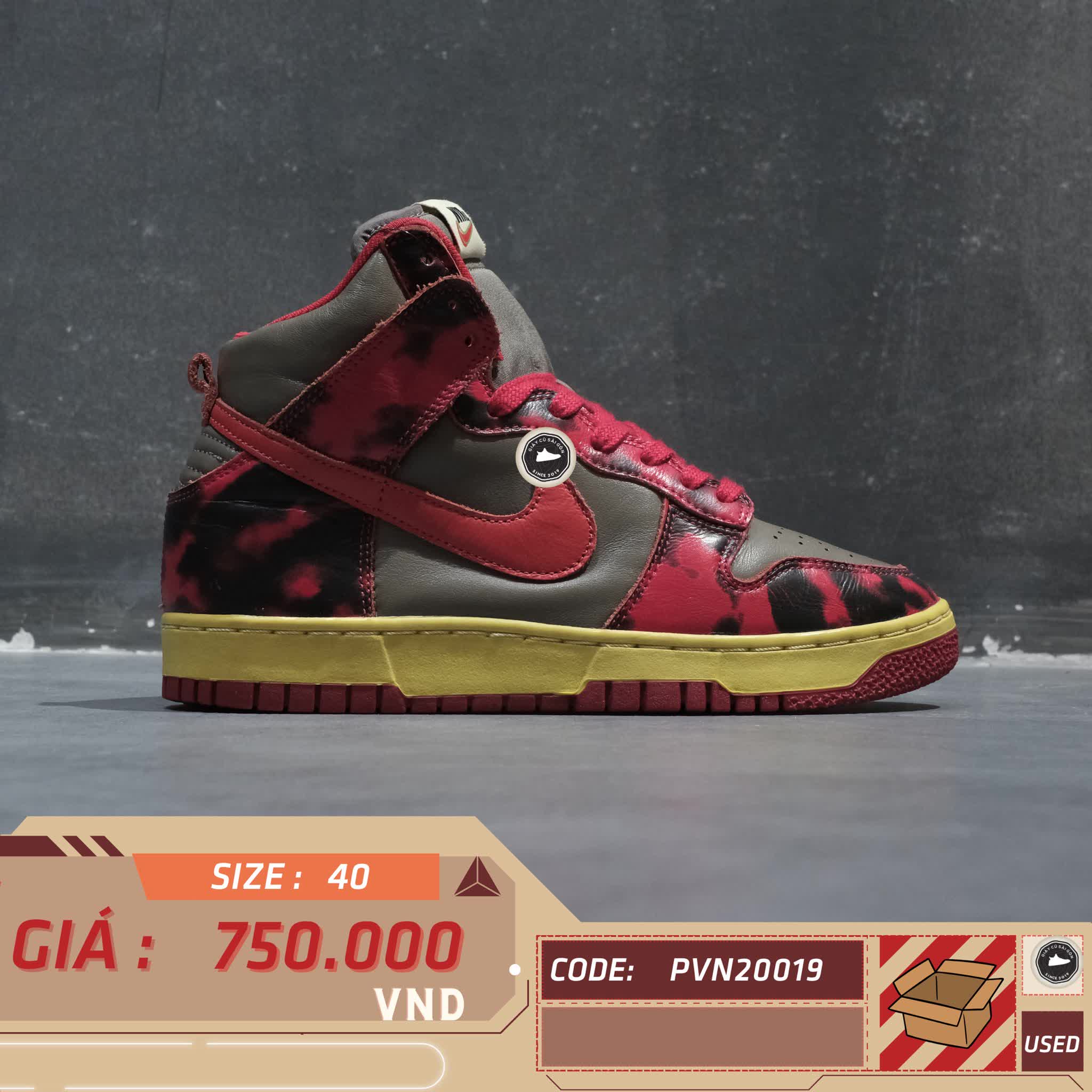 NIKE DUNK HIGH “RED ACID WASH” DD9404-600 SIZE 40 GIÀY 2HAND CHÍNH HÃNG PVN20019
