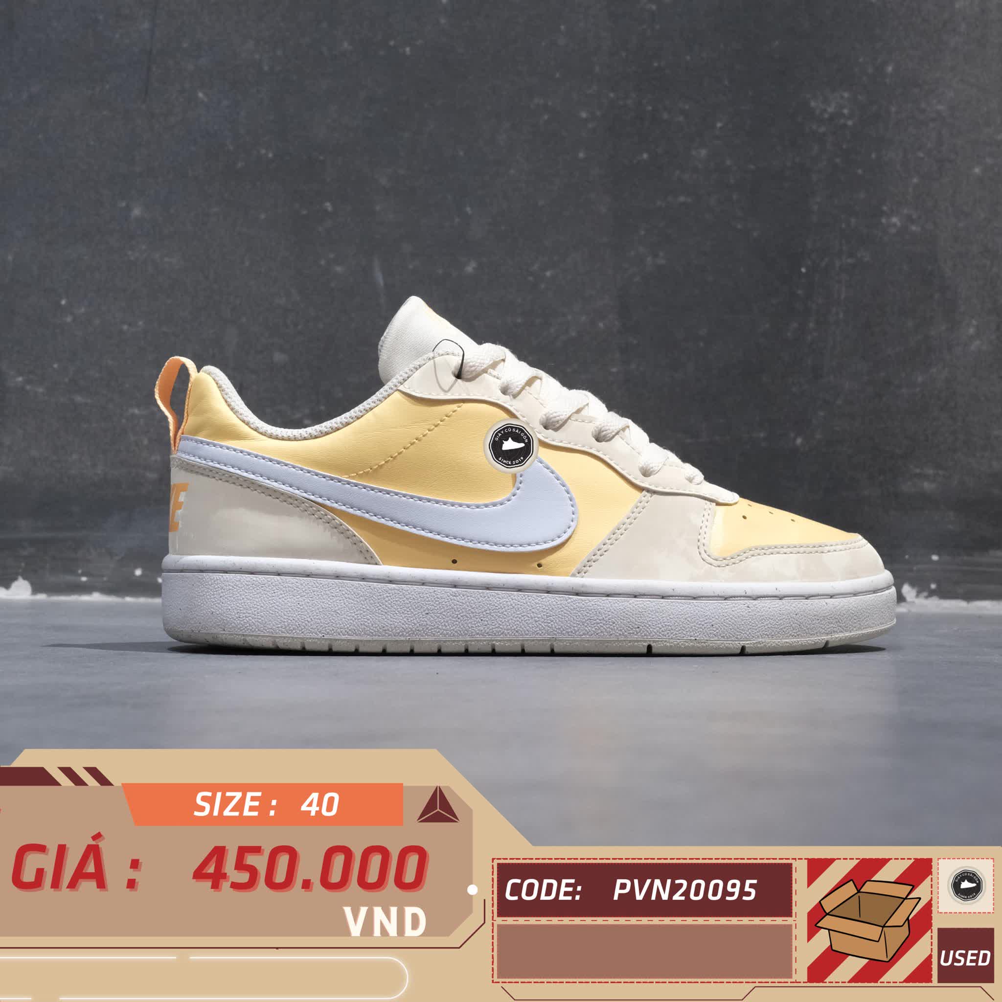 NIKE COURT BOROUGH LOW RECRAFT “PALE IVORY / MELON TINT” DV5456-107 SIZE 40 GIÀY 2HAND CHÍNH HÃNG PVN20095