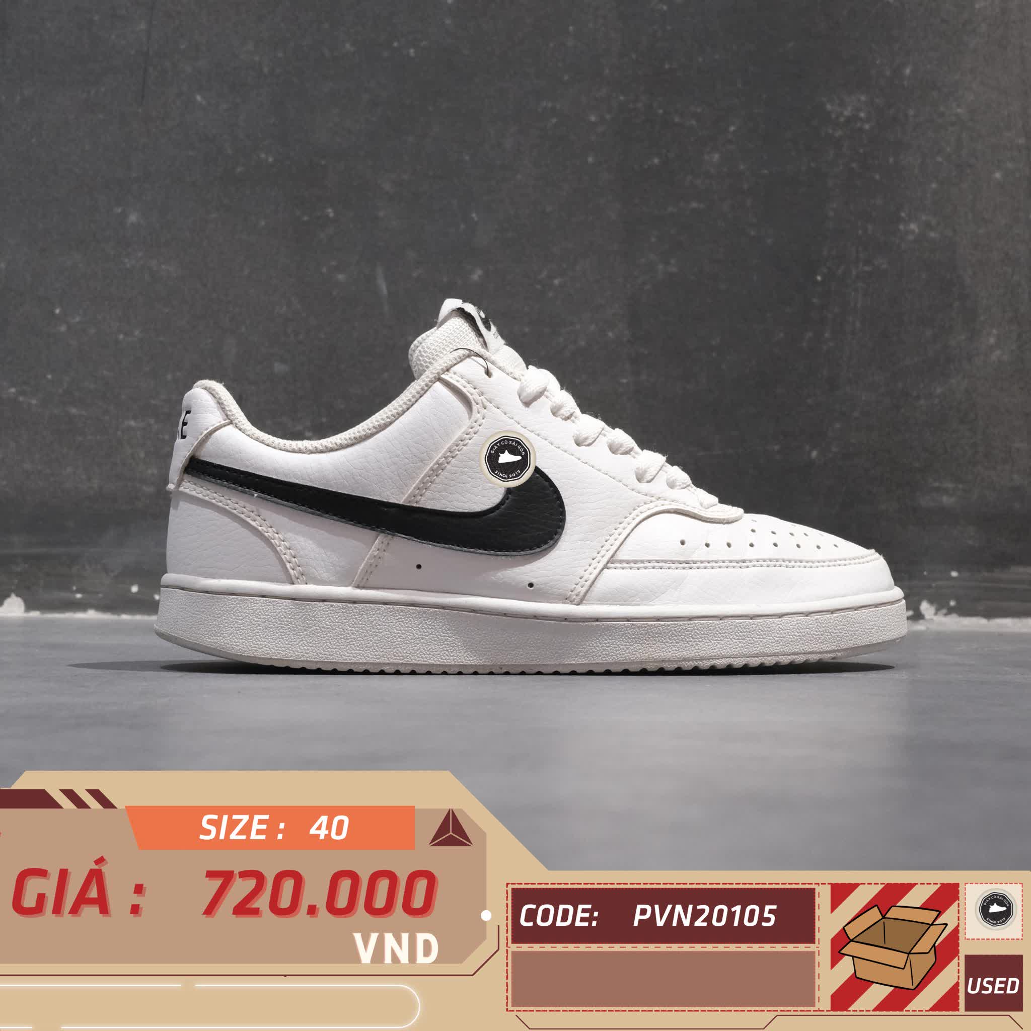 NIKE COURT VISION LOW NEXT NATURE DH2987-101 SIZE 40 GIÀY 2HAND CHÍNH HÃNG PVN20105