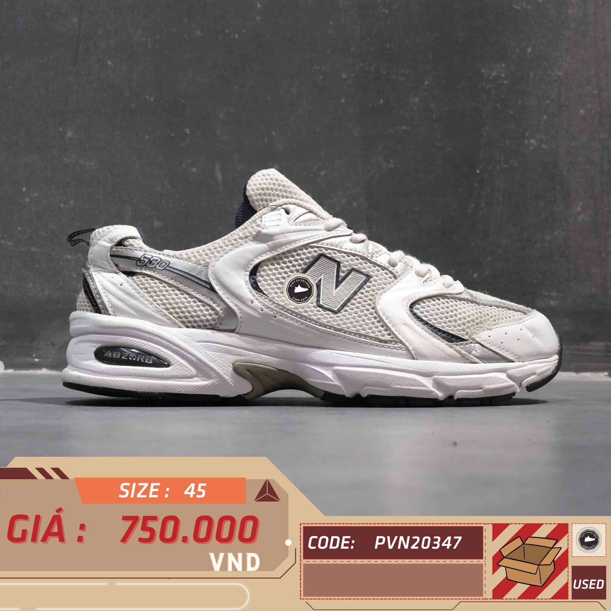 NEW BALANCE 530 'SILVER GREY' MR530SG SIZE 45 GIÀY 2HAND CHÍNH HÃNG PVN20347