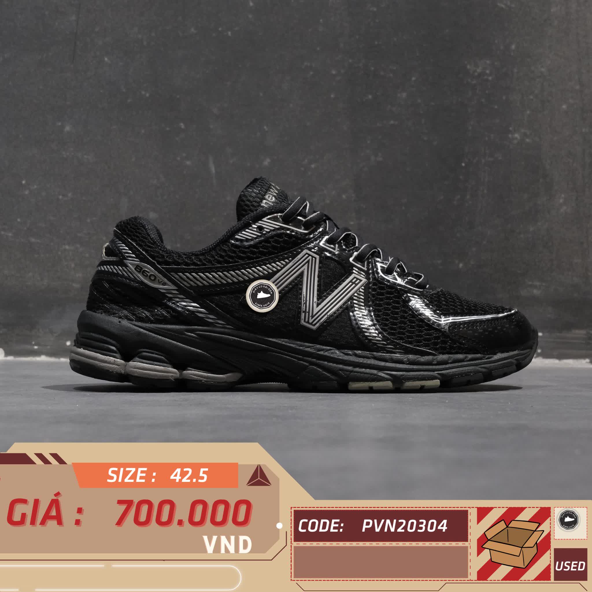 NEW BALANCE 860 V2 ‘BLACK/SILVER’ ML860XC SIZE 42.5 GIÀY 2HAND CHÍNH HÃNG PVN20304