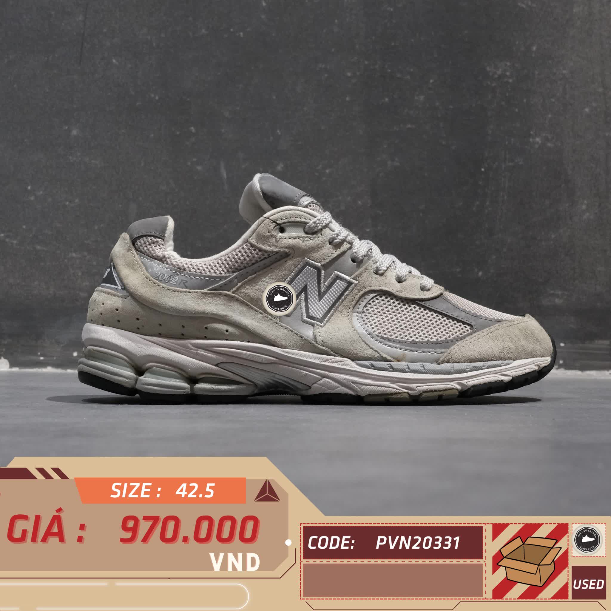 NEW BALANCE 2002R 'GREY' ML2002R0 SIZE 42.5 GIÀY 2HAND CHÍNH HÃNG PVN20331